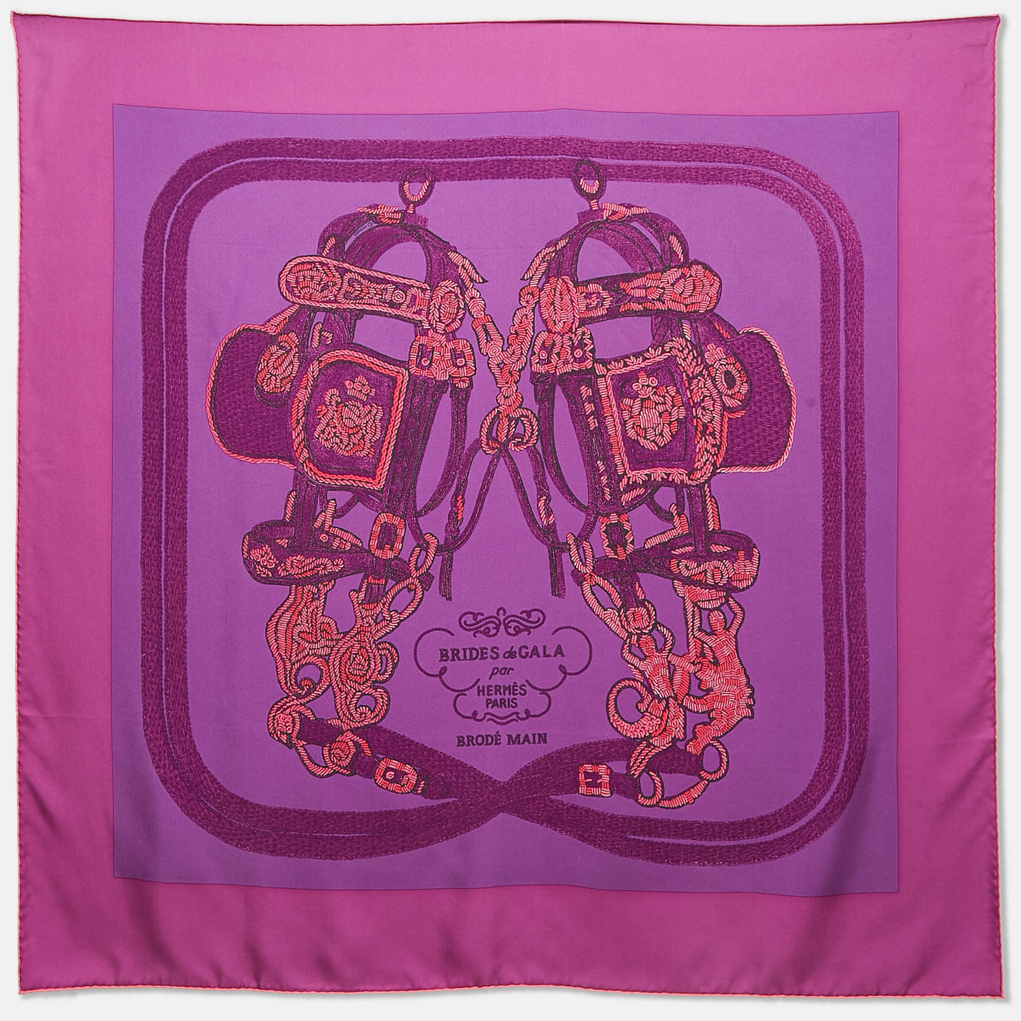 

Hermes Purple Silk Brides de Gala Brode Scarf