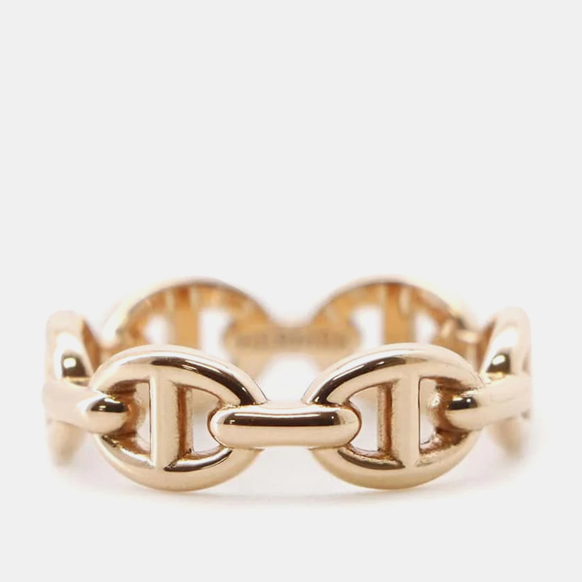 

Hermes 18K Rose Gold Chaine D'Ancre Enchainee Ring EU 52