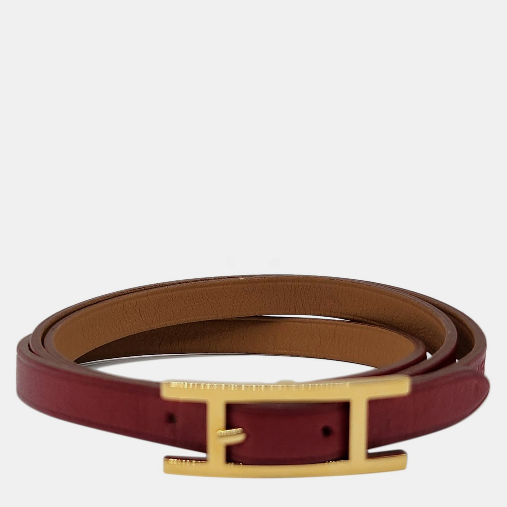 

Hermes Red Behapi Triple Tour Bracelet in GHW (sz S)