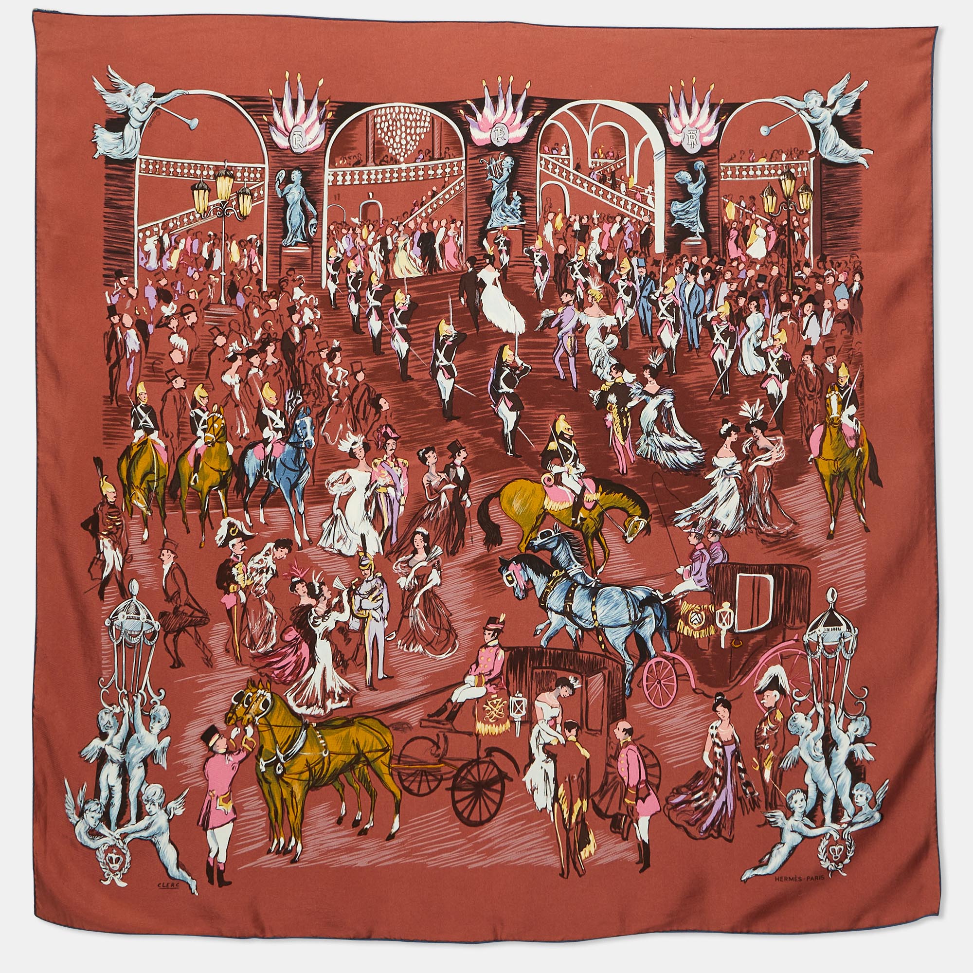 

Hermes Multicolor Soiree De Gala Printed Silk Scarf