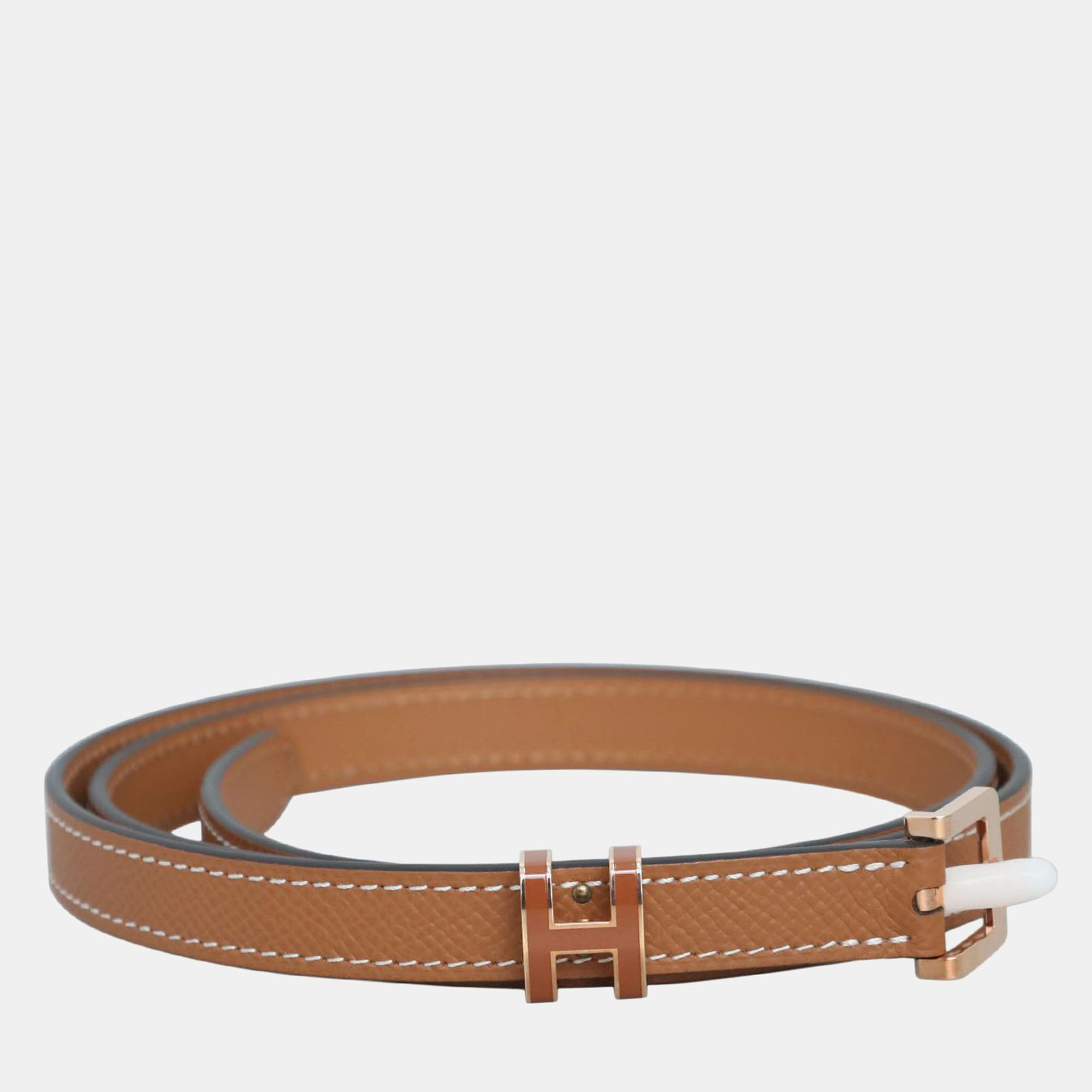 

Hermes Gold Epsom Leather Belt, Brown