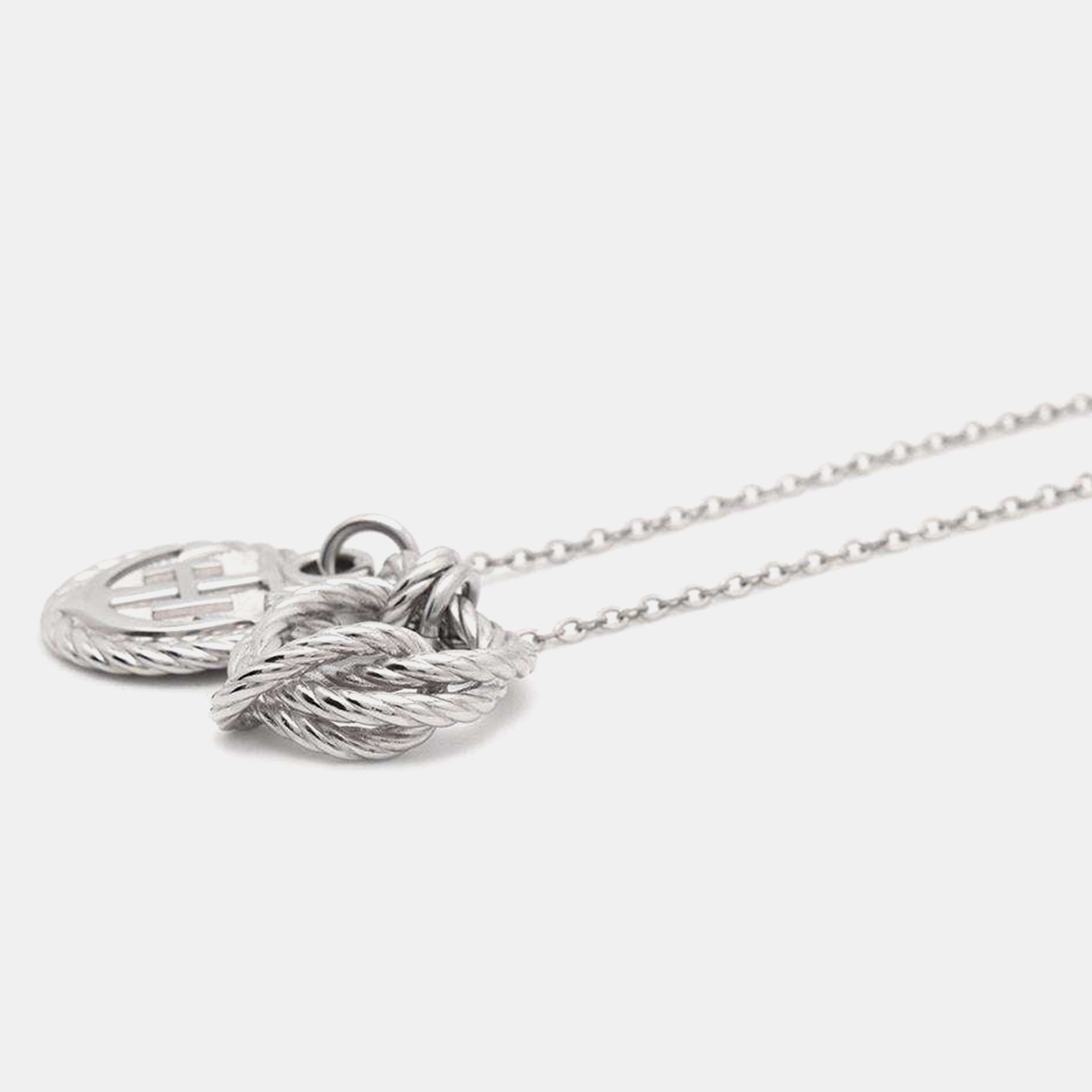 Hermes Silver Metal Cortage Rope Necklace 