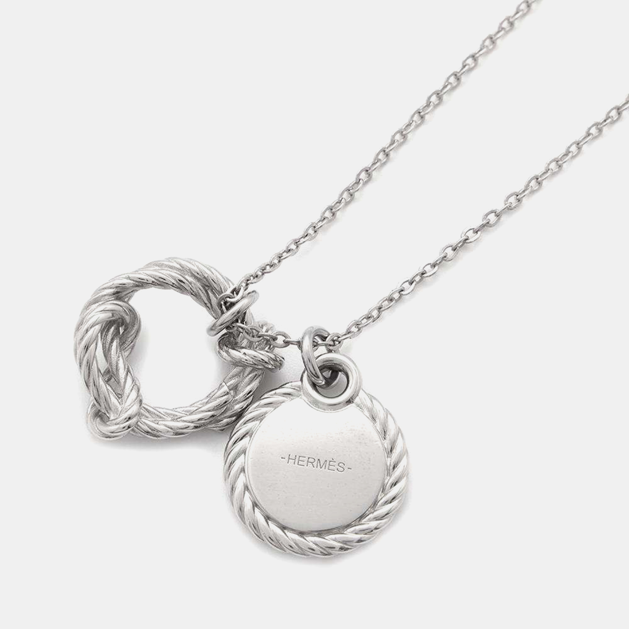 Hermes Silver Metal Cortage Rope Necklace 