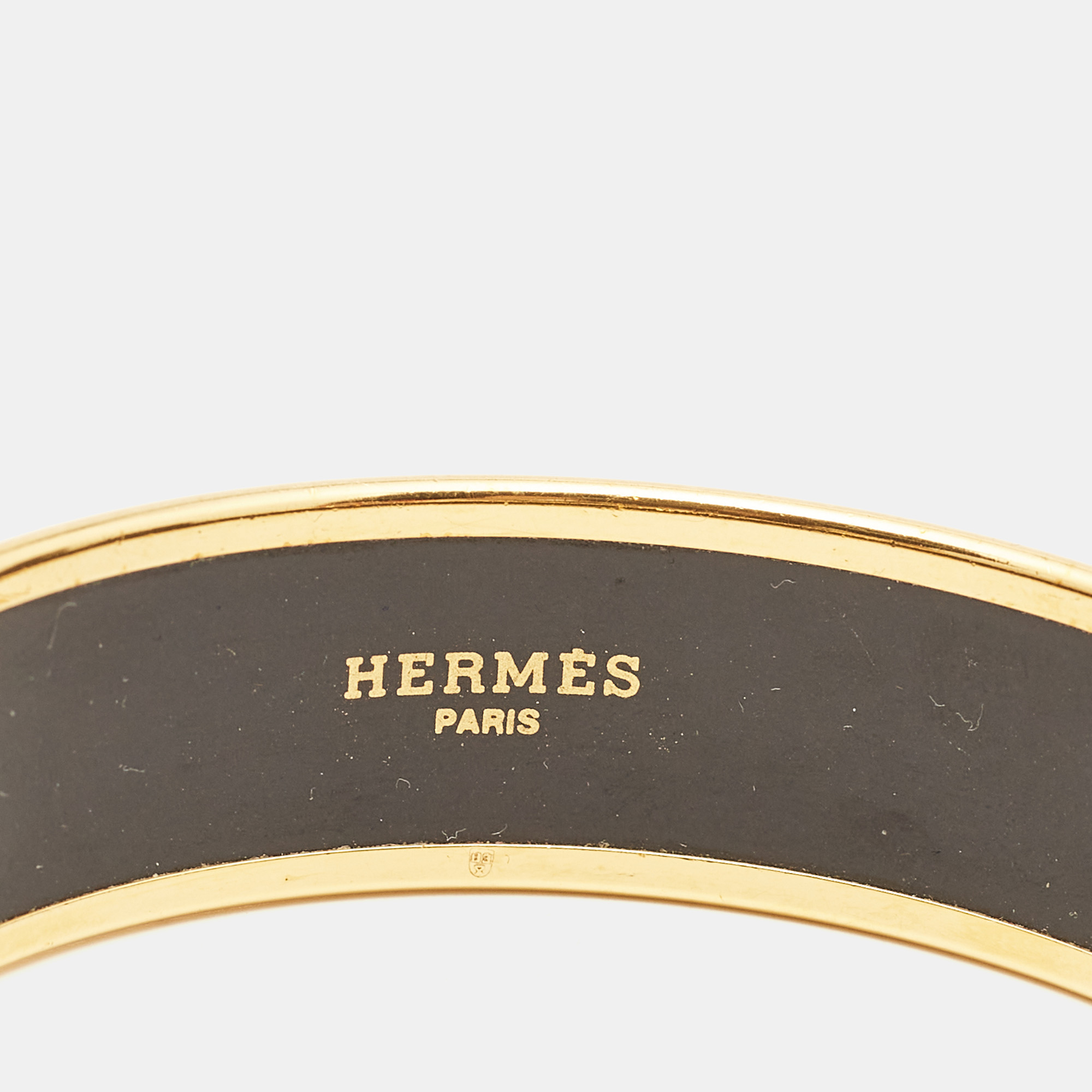 Hermès Multicolor Enamel Gold Plated Wide Bracelet 