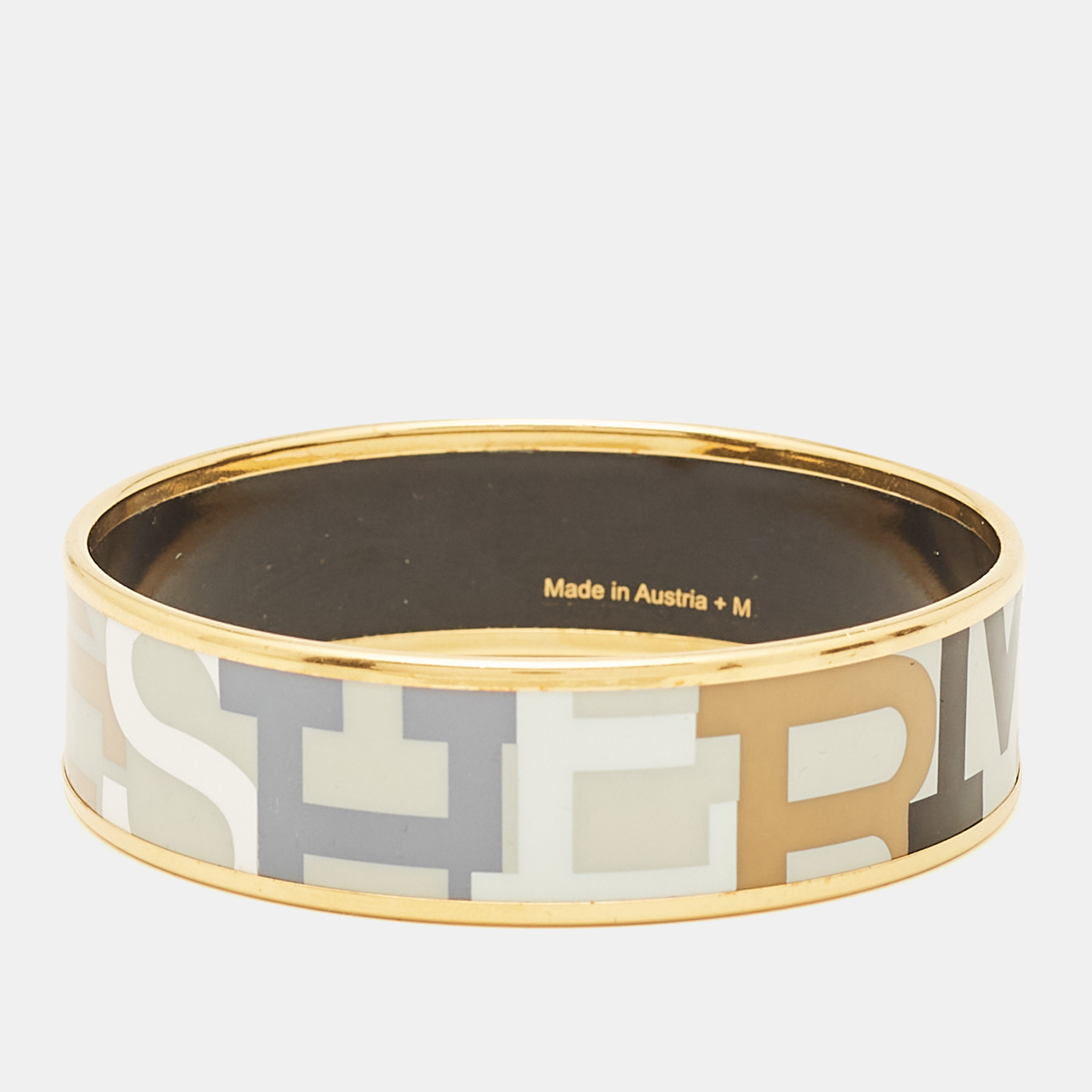 

Hermès Multicolor Enamel Gold Plated Wide Bracelet