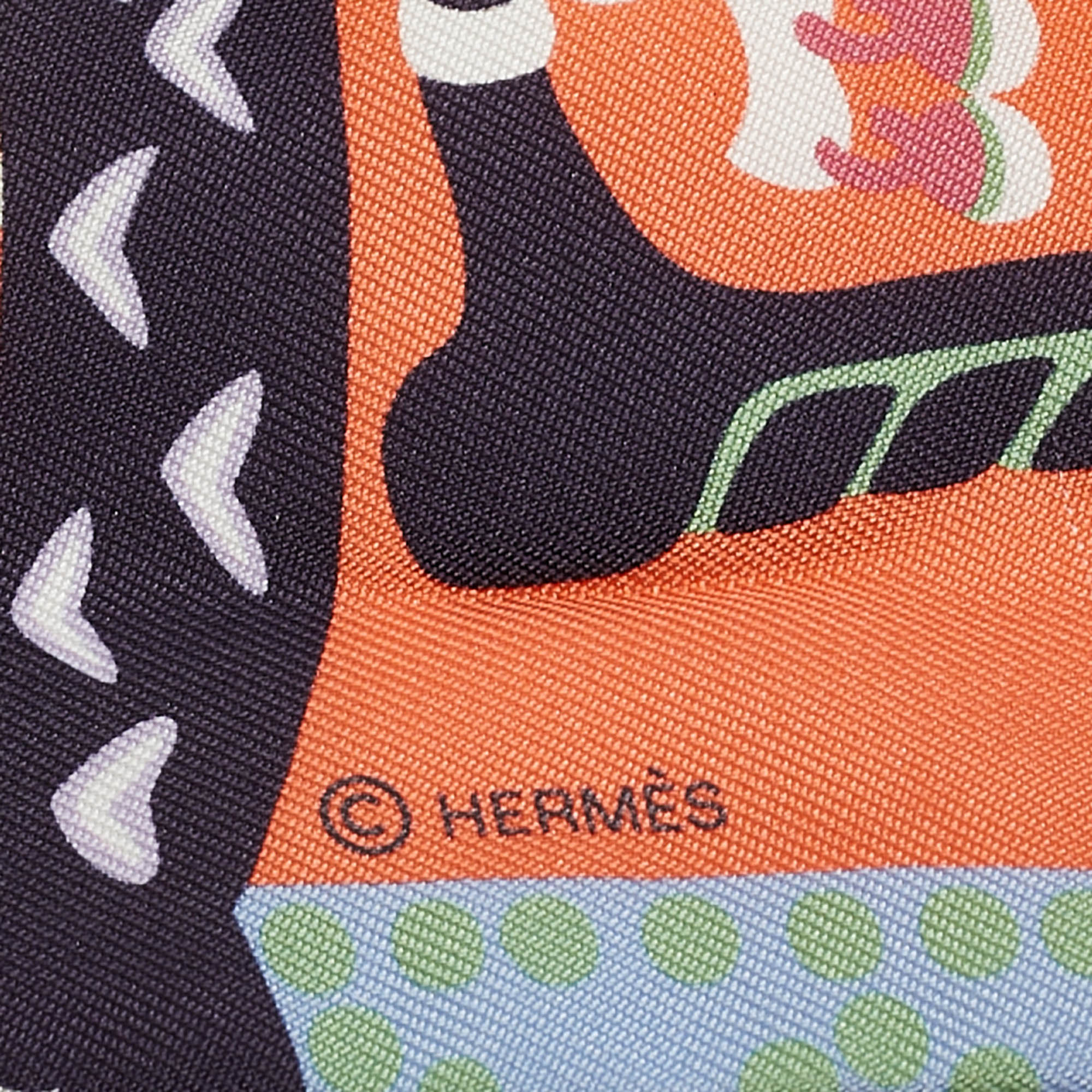 Hermès Multicolor Silk Fantaisie d`Etriers Twilly Scarf 