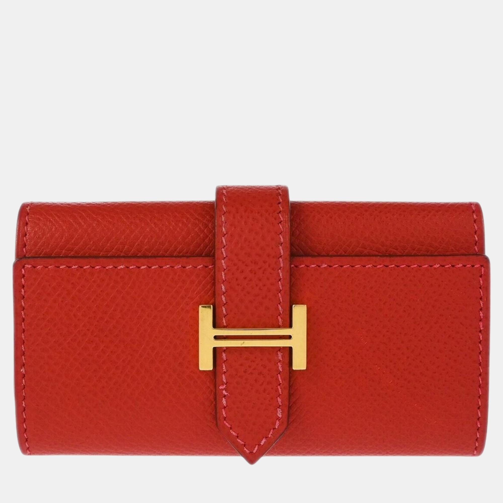 

Hermes Rouge Casaque Epsom Bearn Key Case Small, Red