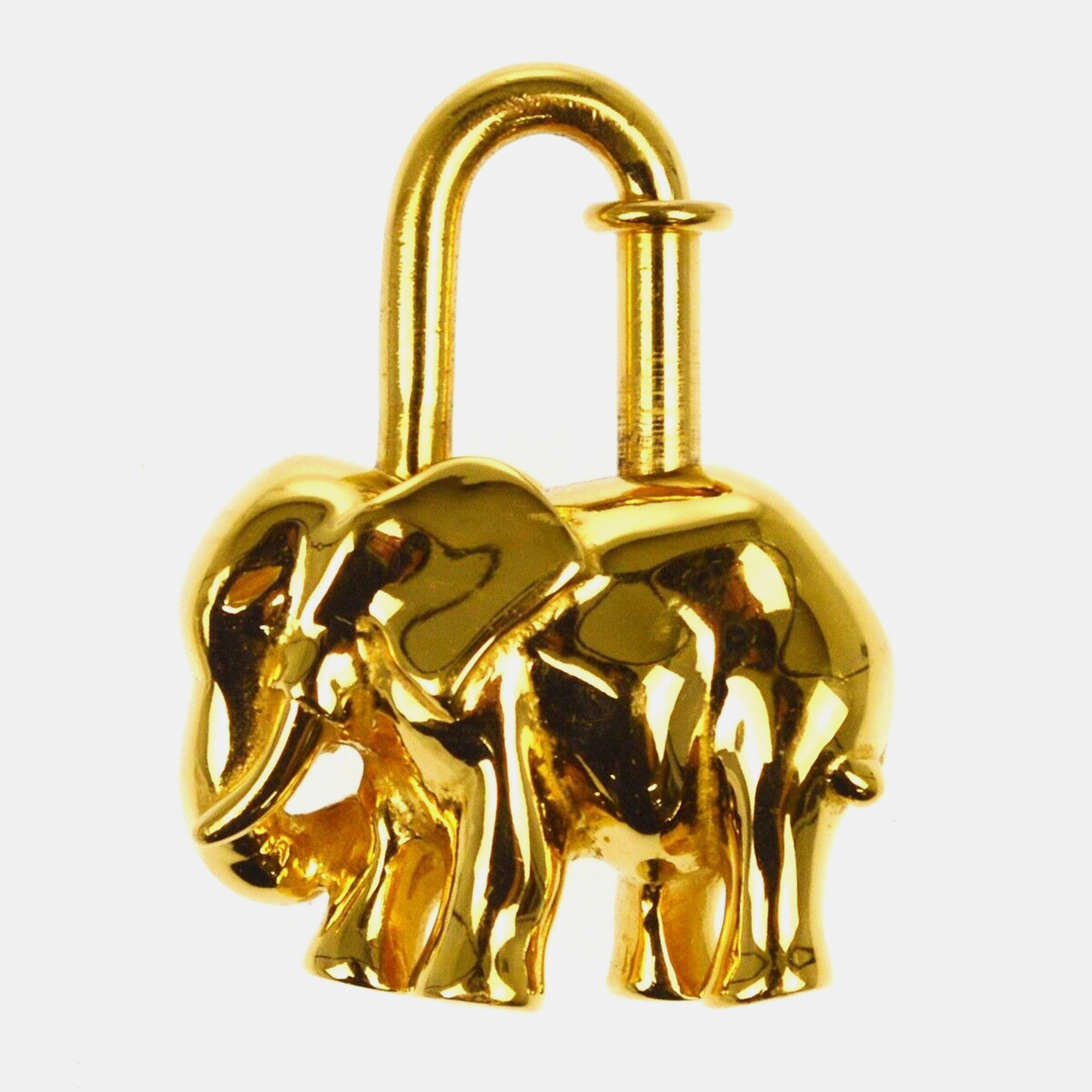 

Hermes 1988 Limited Elephant Motif Cadena Lock Bag Charm Gold