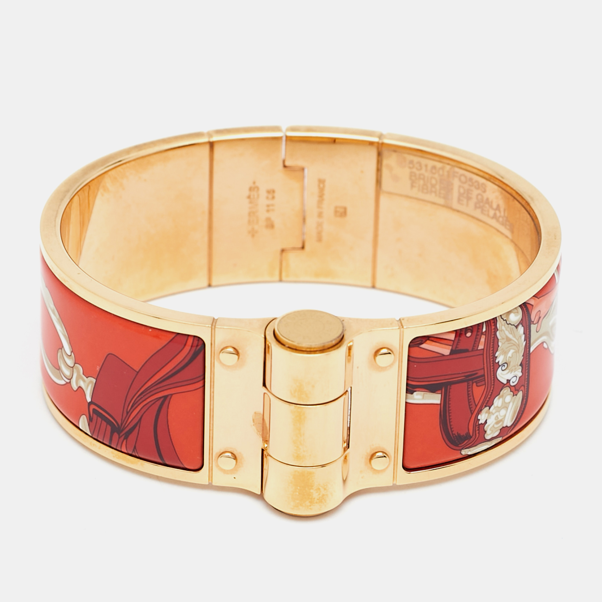 

Hermes Hinged Orange Enamel Rose Gold Plated Bracelet