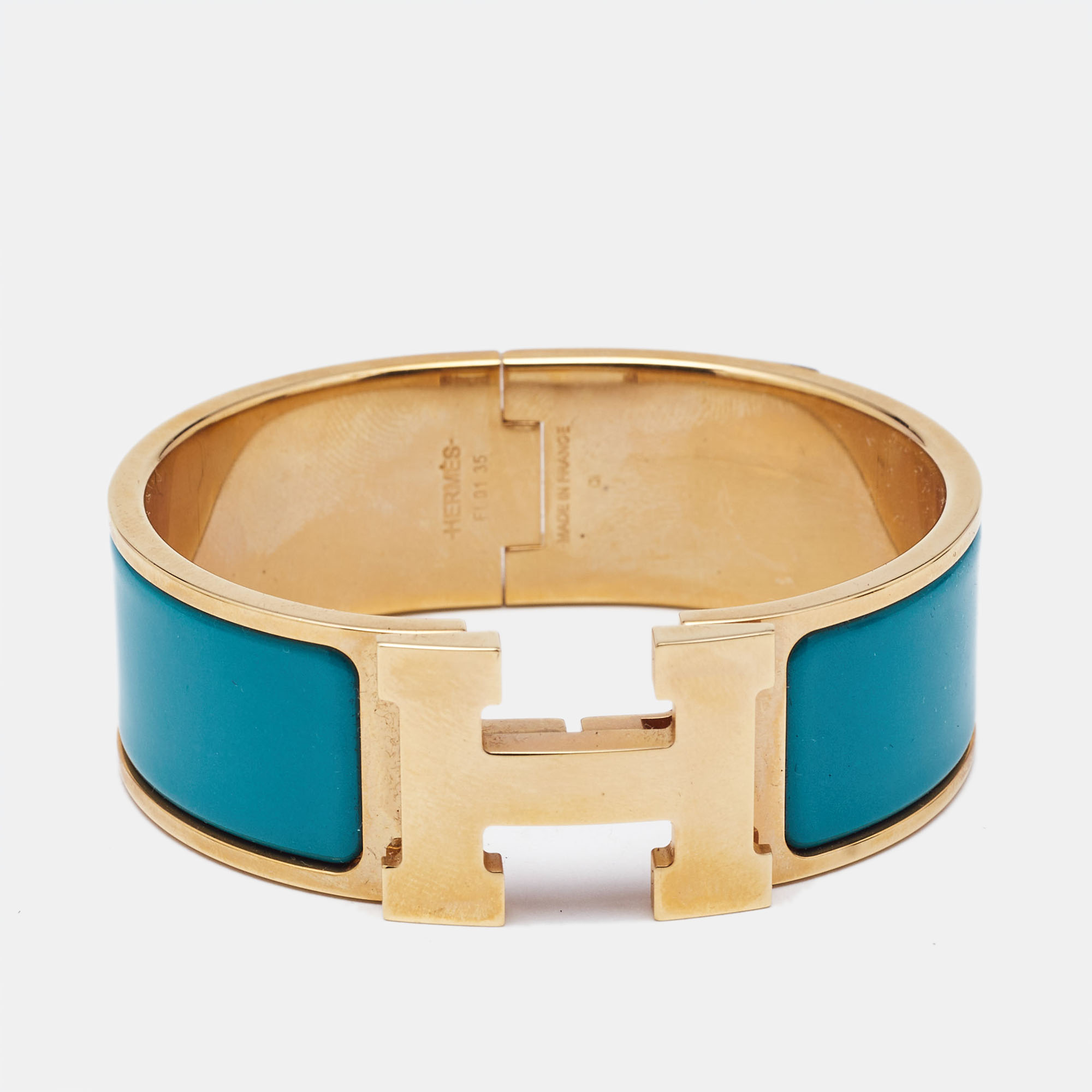 

Hermès Clic Clac H Blue Enamel Rose Gold Plated Bracelet