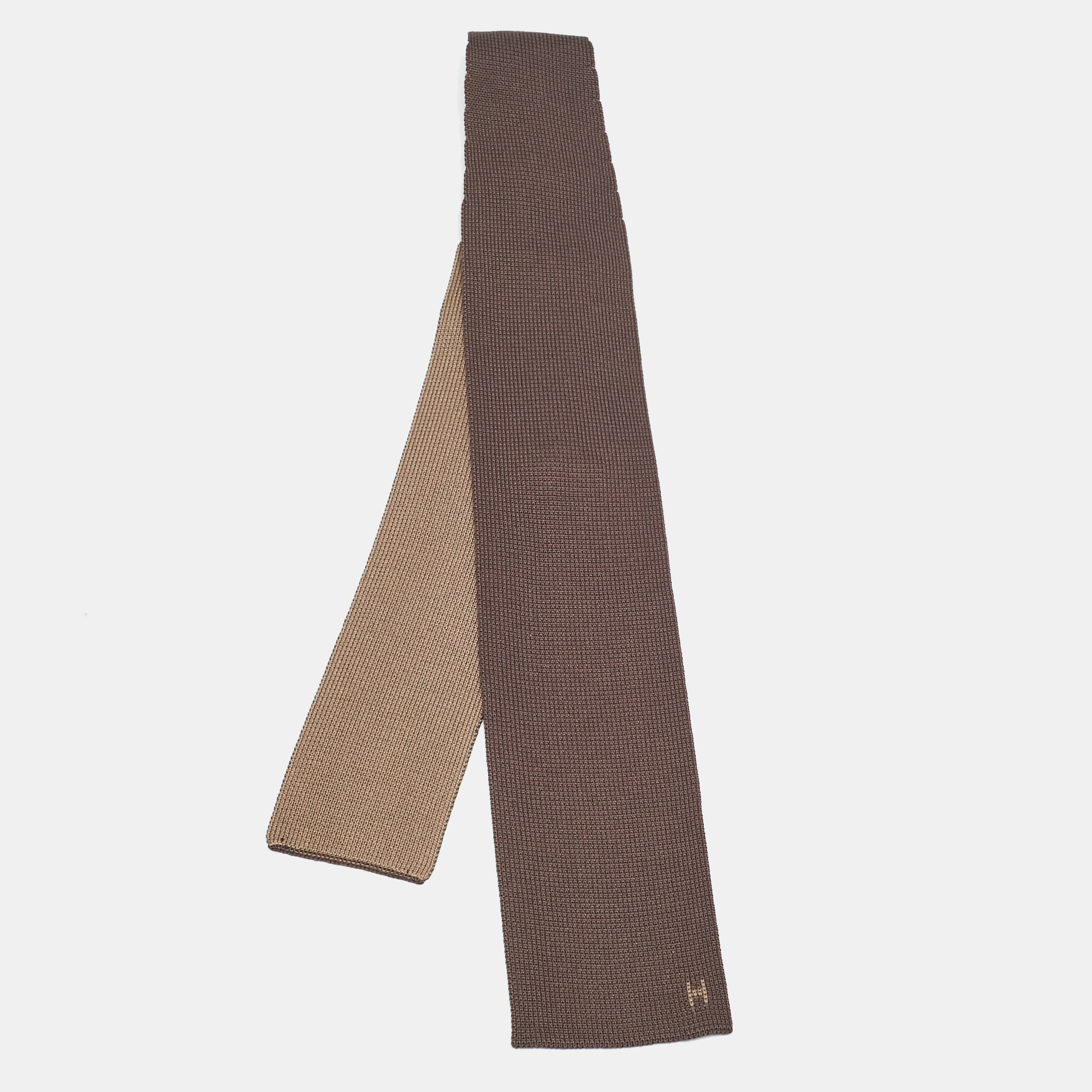 

Hermes Brown Silk Knit 4 Temps Tie