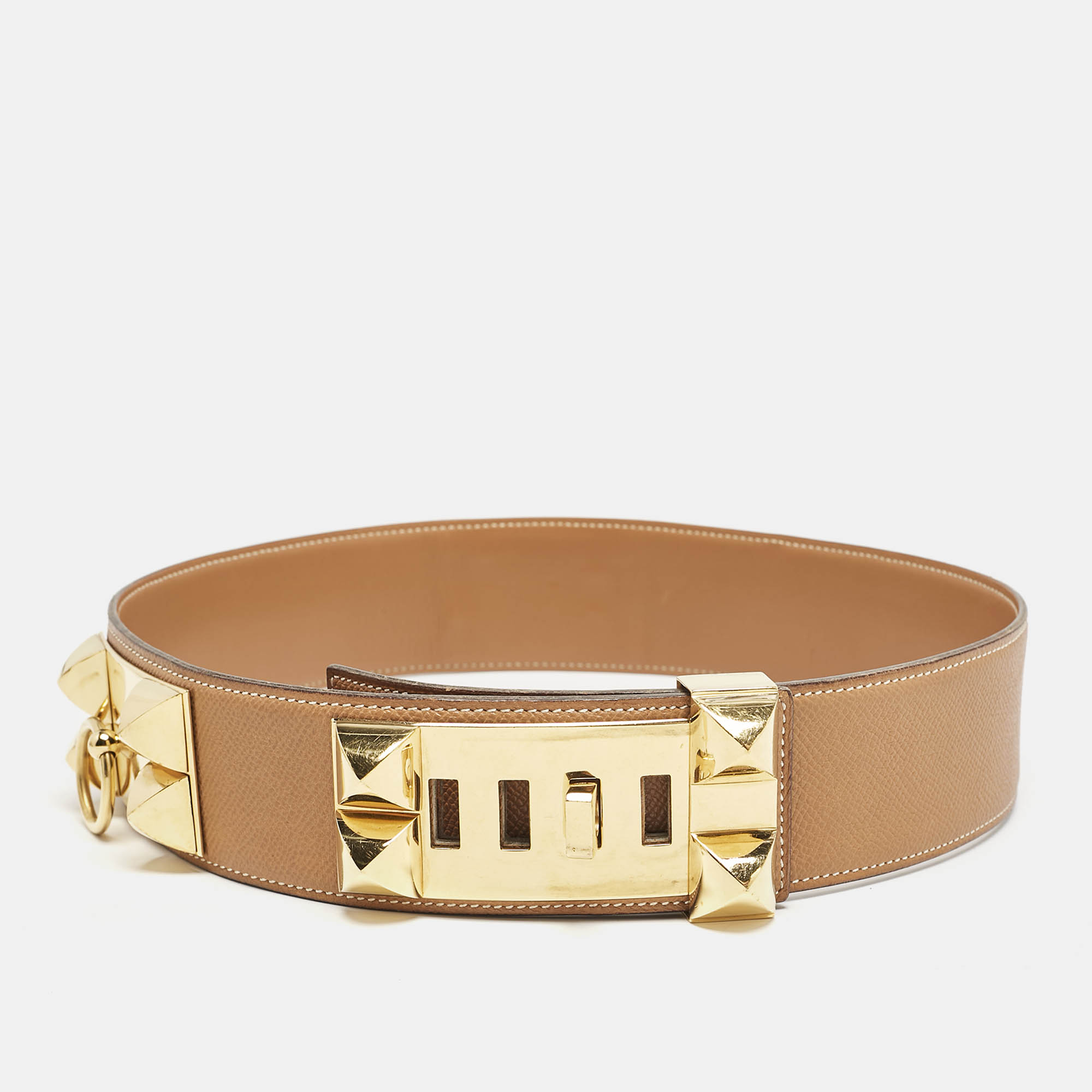 

Hermes Gold Courchevel Leather Collier de Chien Belt