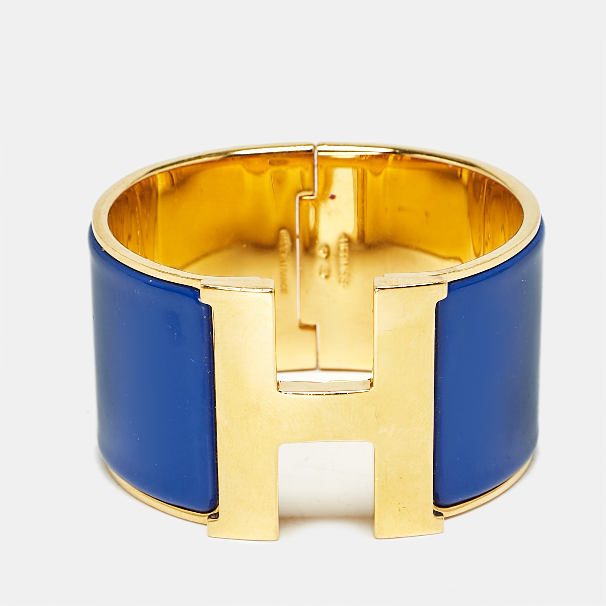 

Hermès Clic Clac H Blue Enamel Gold Plated Bracelet