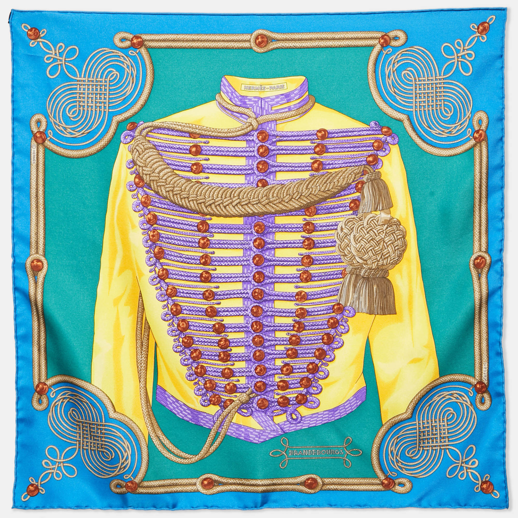 

Hermès Blue/Green Brandebourgs Silk Gavroche