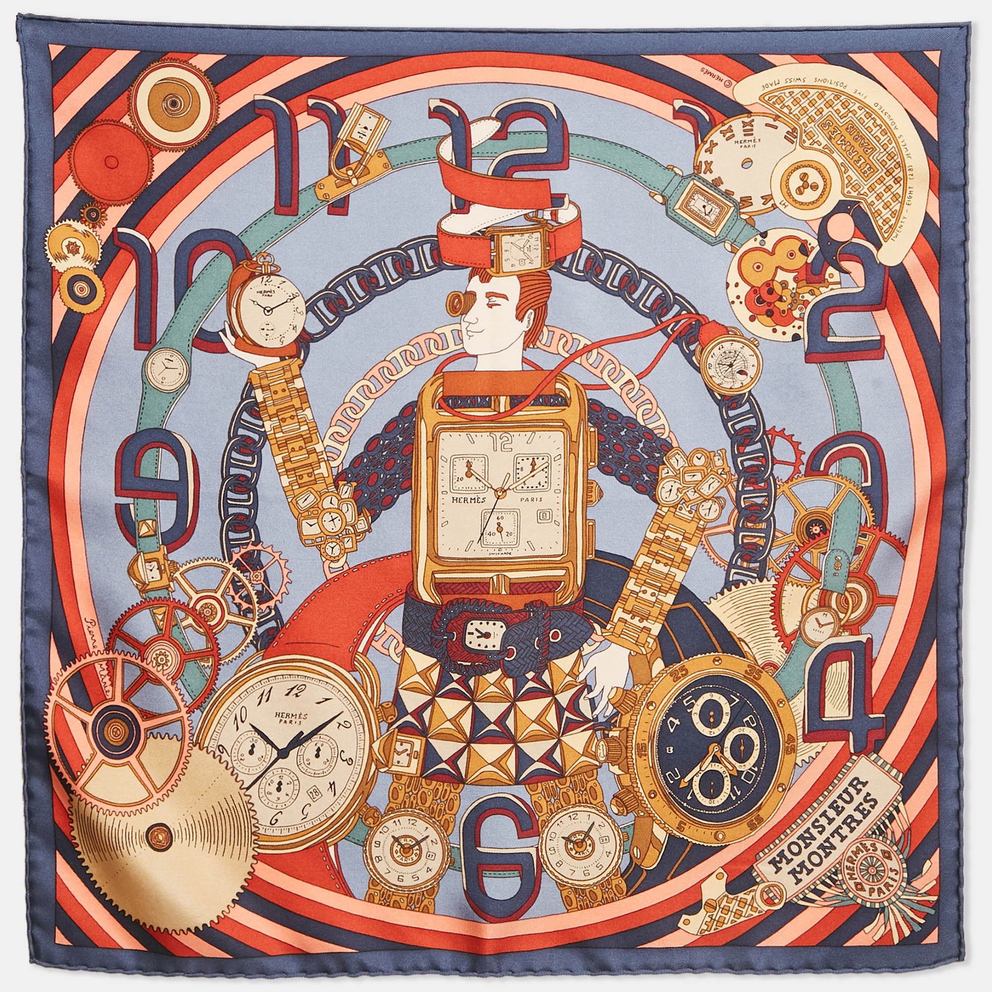 

Hermès Multicolor Monsieur Montres Silk Gavroche