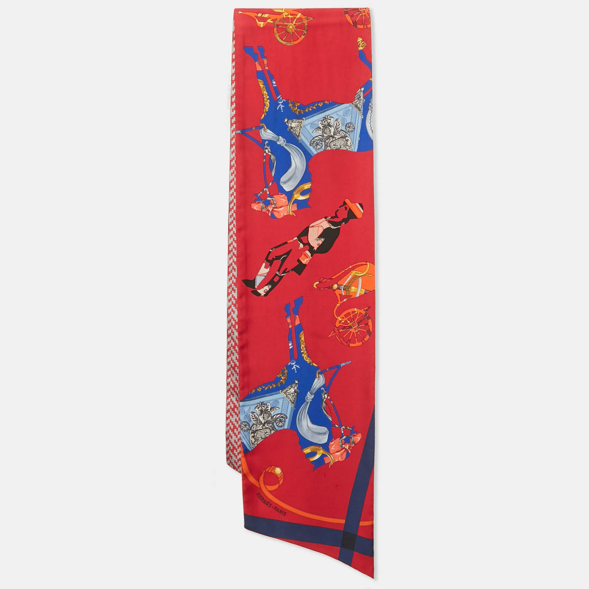 

Hermès Red Printed Silk Maxi Twilly