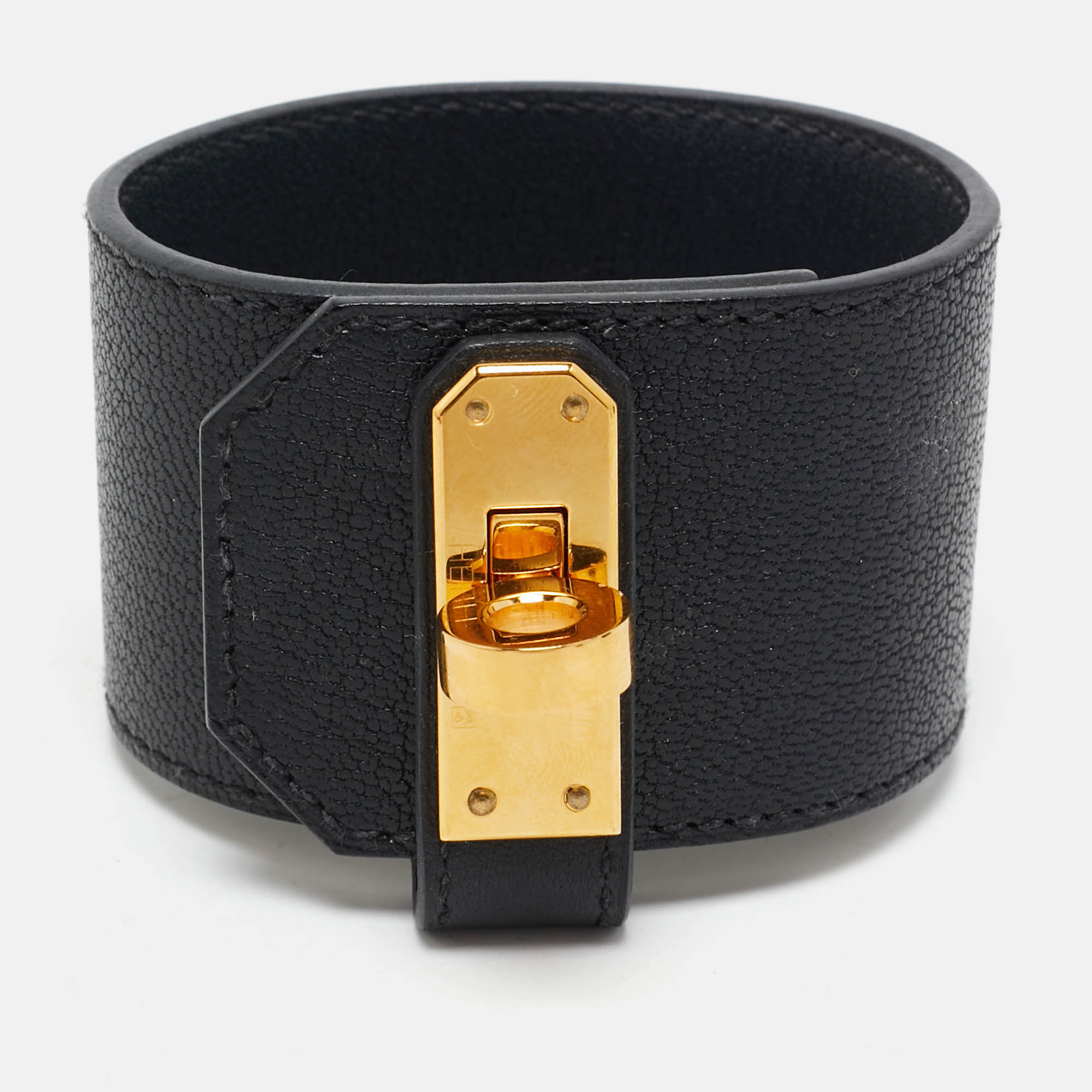 

Hermès Kelly Twist Black Leather Gold Plated Large Model Bracelet