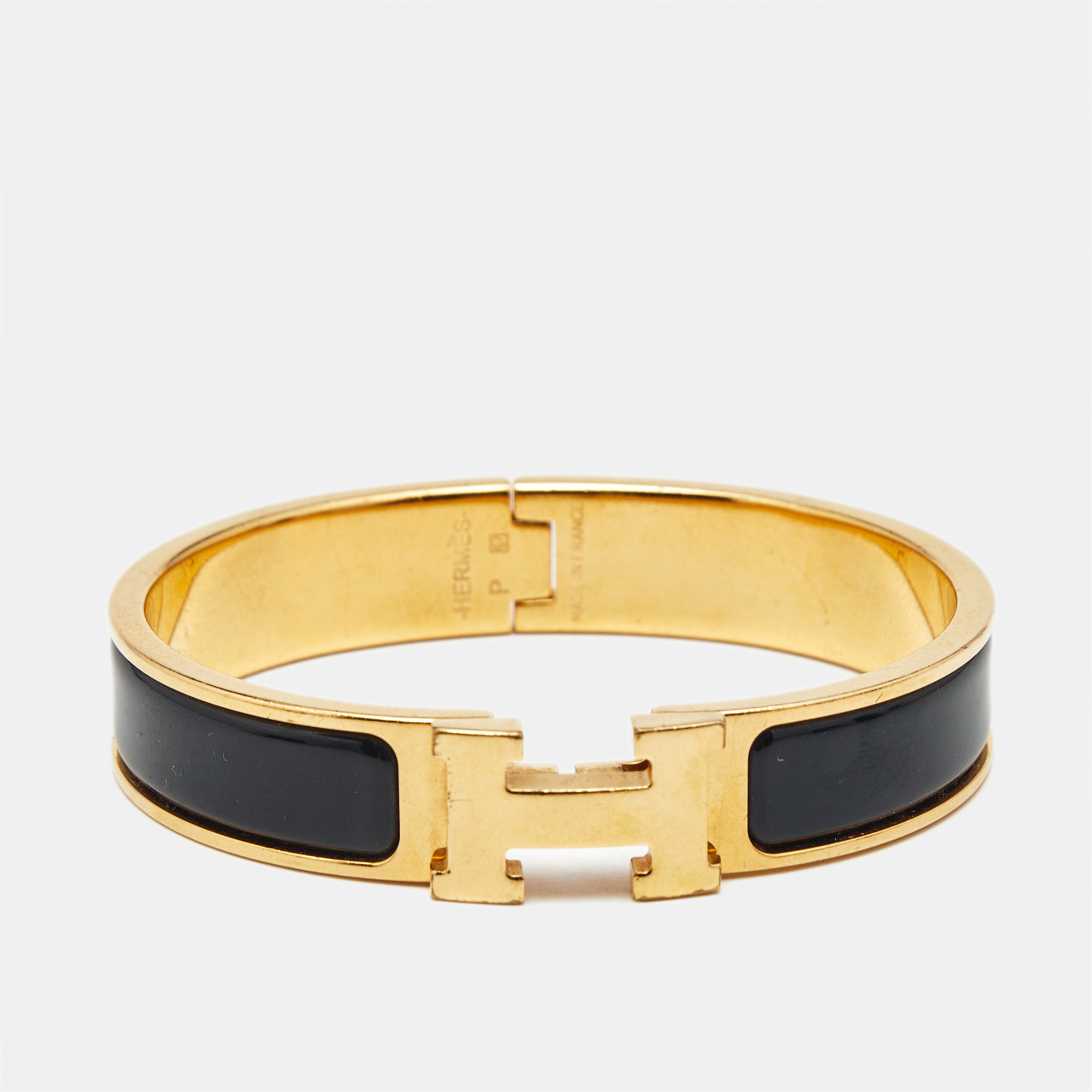 

Hermes Clic H Black Enamel Gold Plated Bracelet