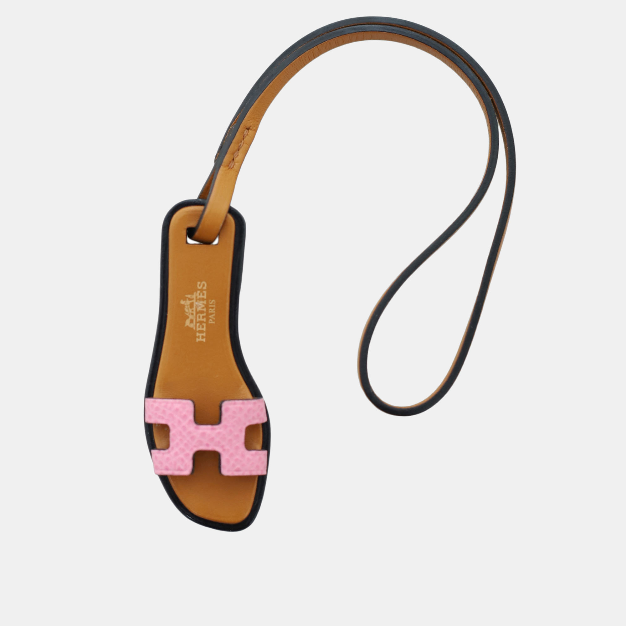 

Hermes Pink Brown Leather Oran Nano Bag Charm