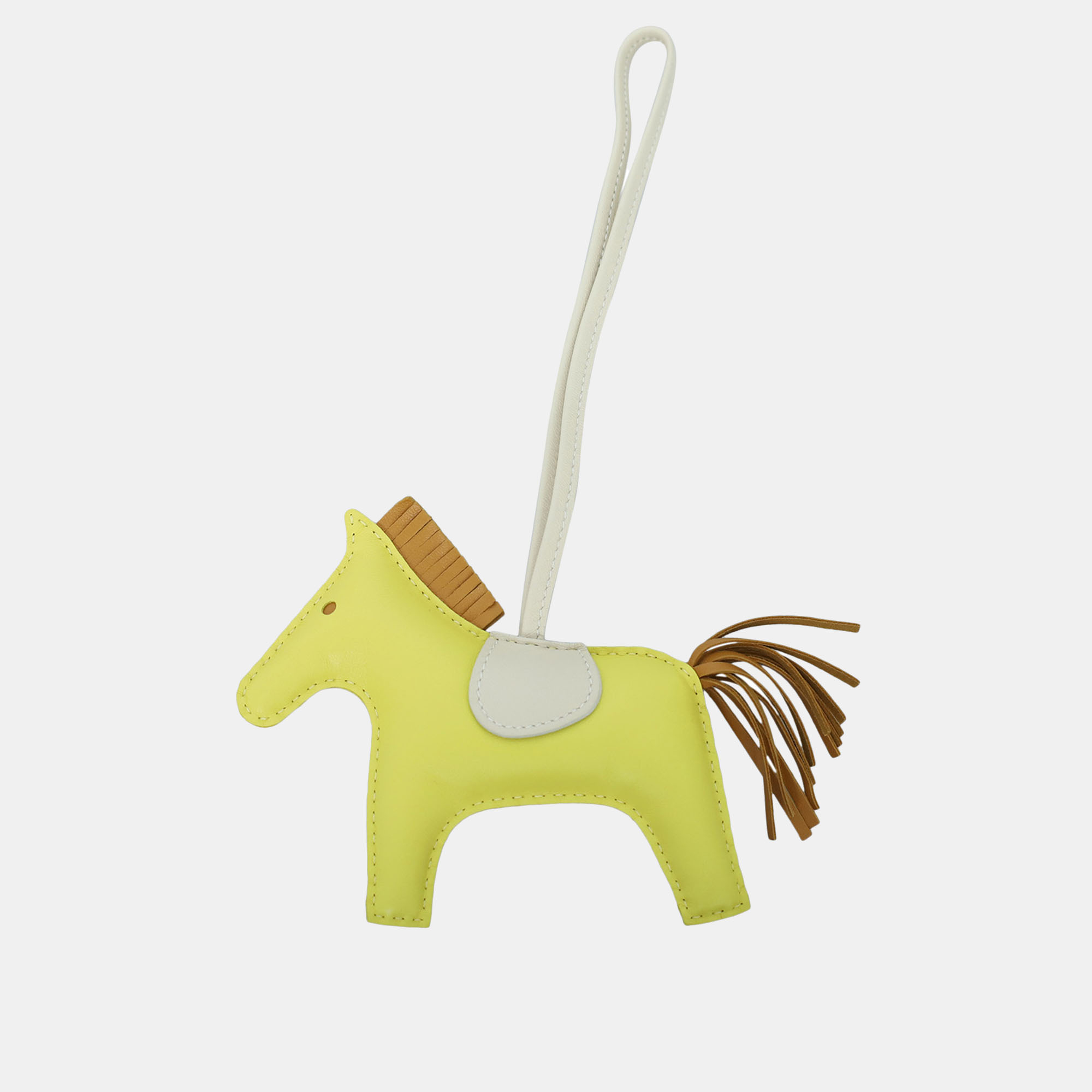 

Hermes Leather Yellow Rodeo MM Charm