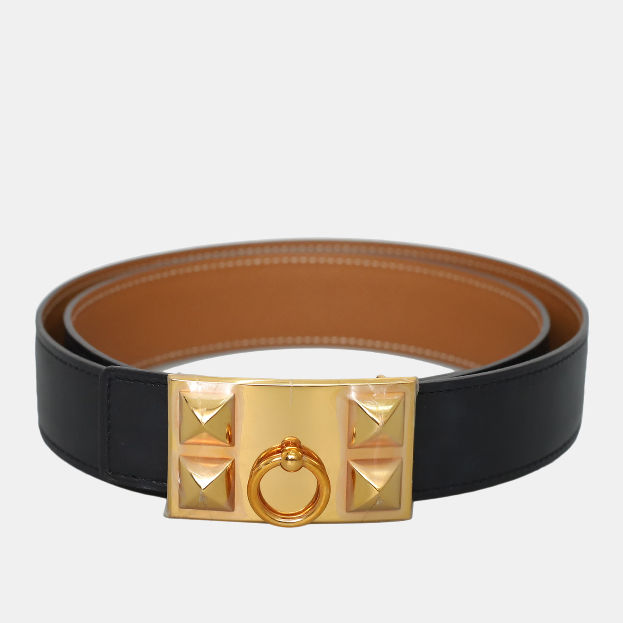 

Reversible Belt With Collier de Chien Buckle, Black