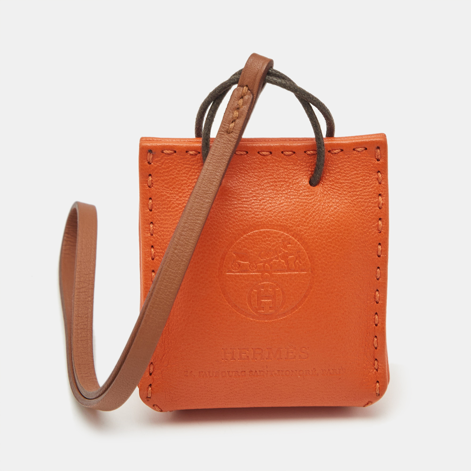 

Hermès Orange Lambskin and Swift Leather Milo Bag Charm