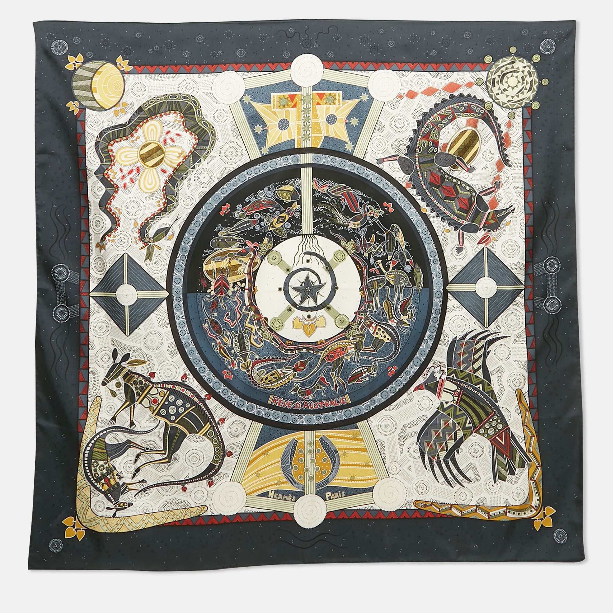 

Hermès Grey Reve d'Australie Silk Scarf