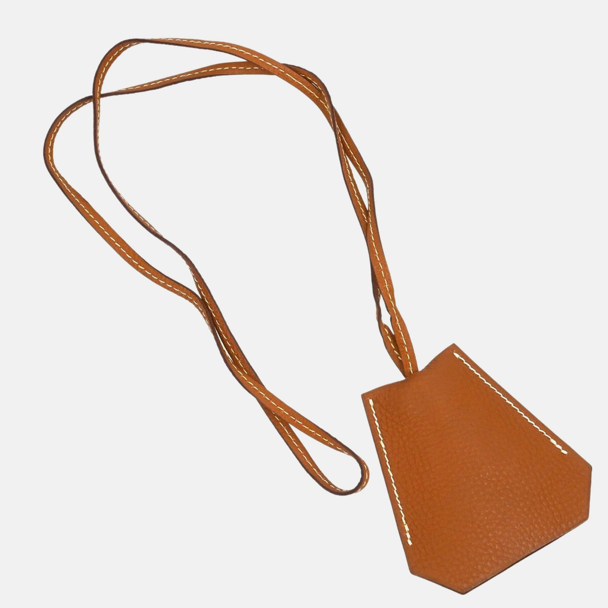 

Hermes Gold Togo Clochette Necklace, Brown