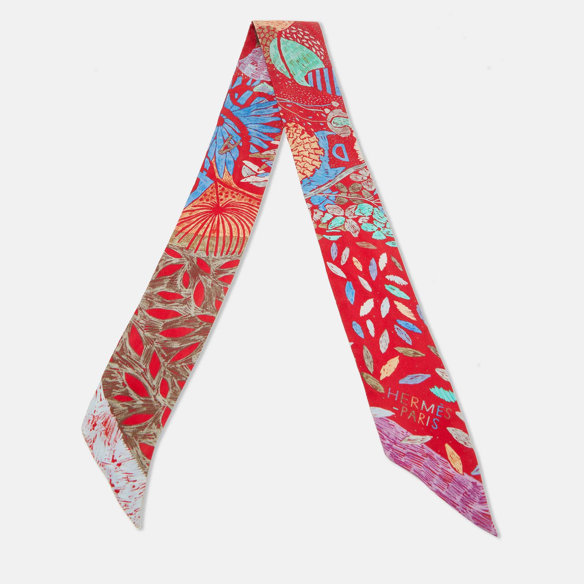 

Hermes Red Chacun Fait Son Nid Silk Twilly