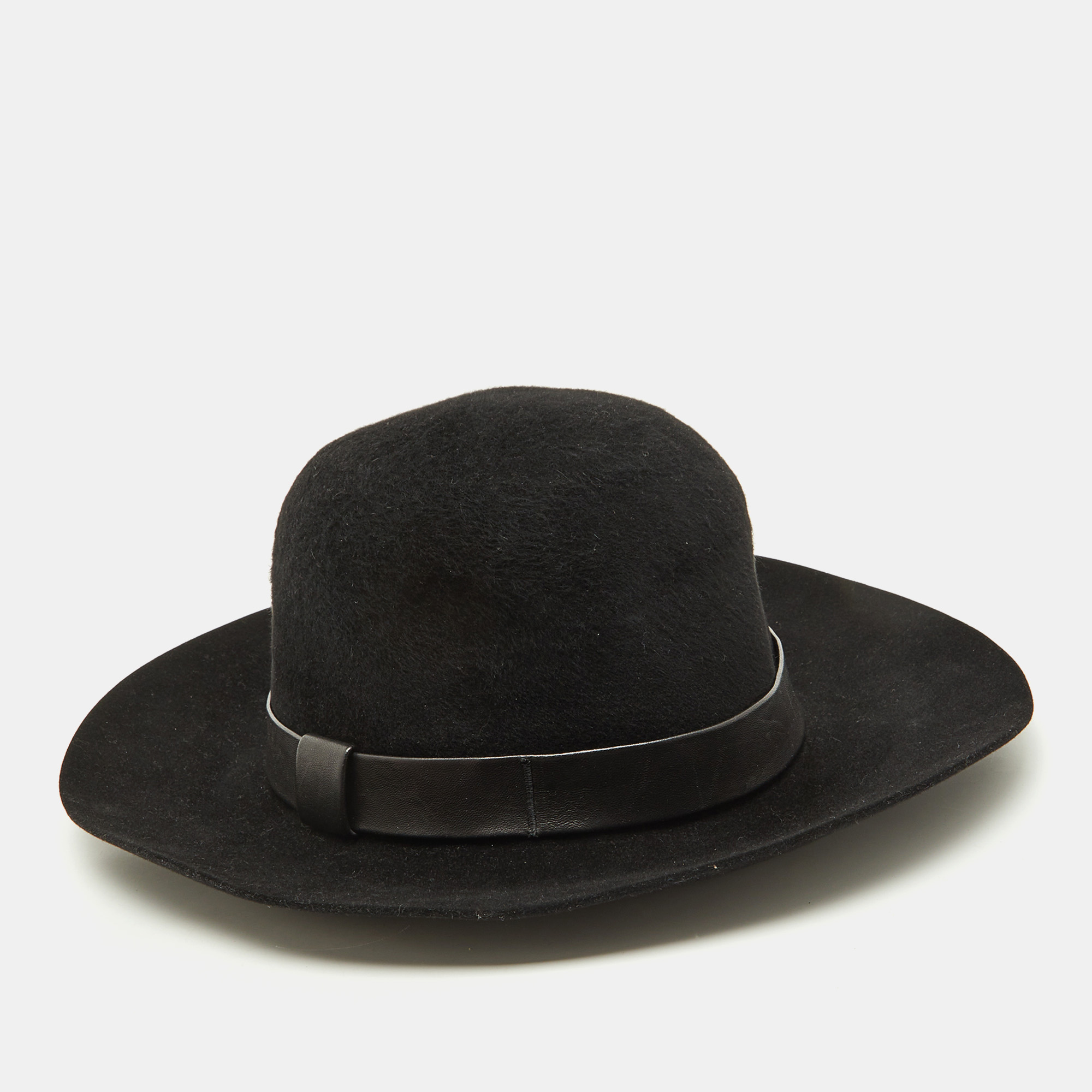 

Hermès Black Rabbit Felt Fedora Hat Size