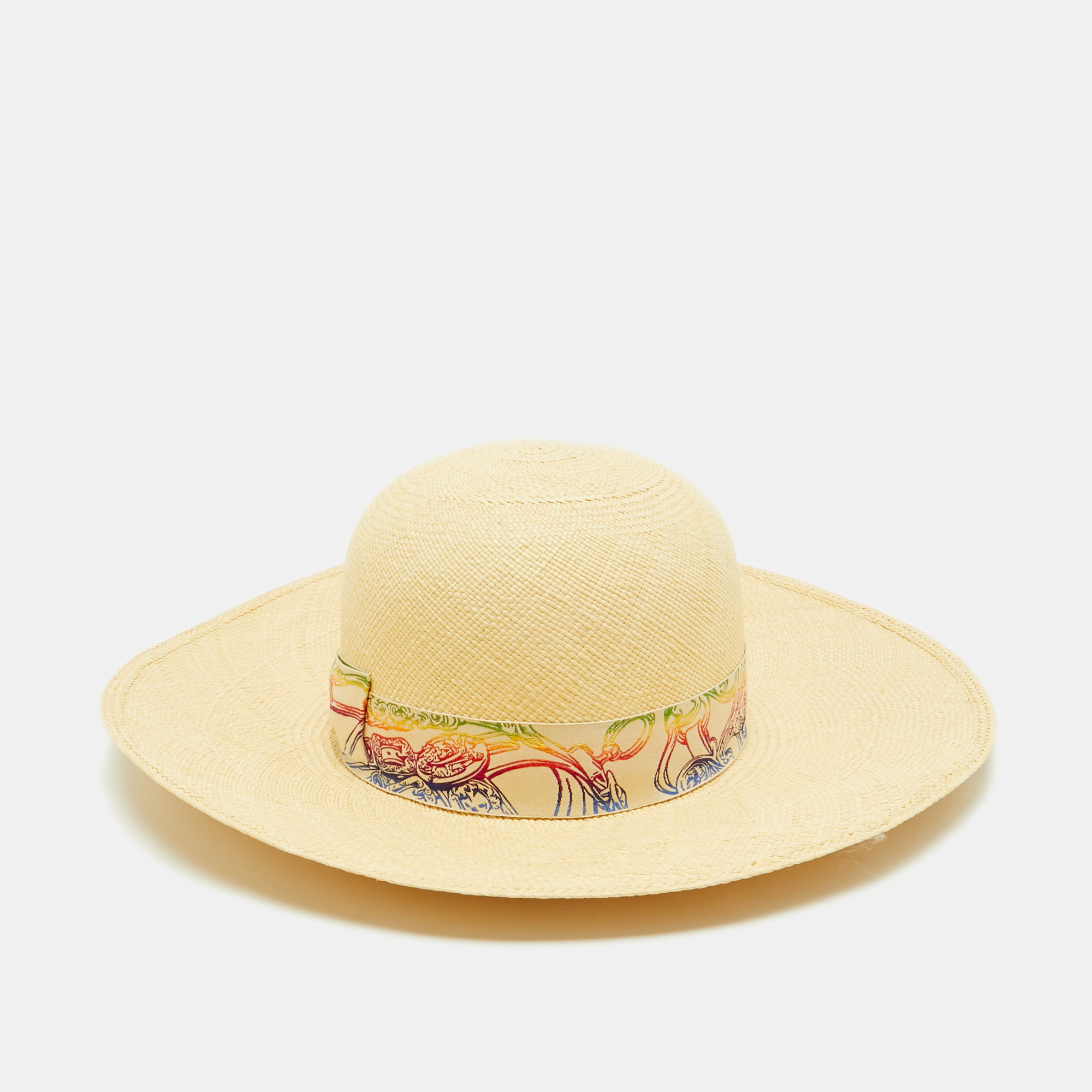 

Hermes Cream Straw Brides De Gala Hat Size