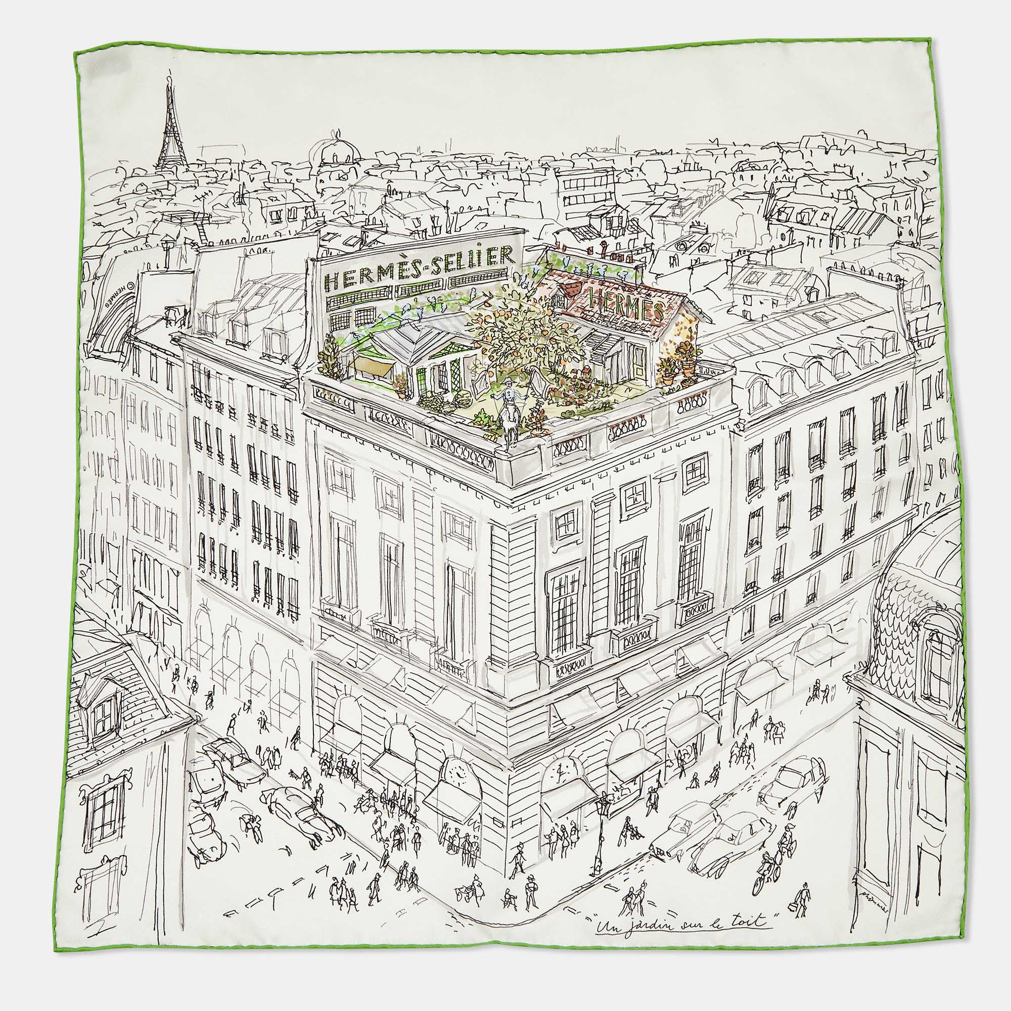 

Hermes Cream Silk Un Jardin Sur Le Toit Scarf