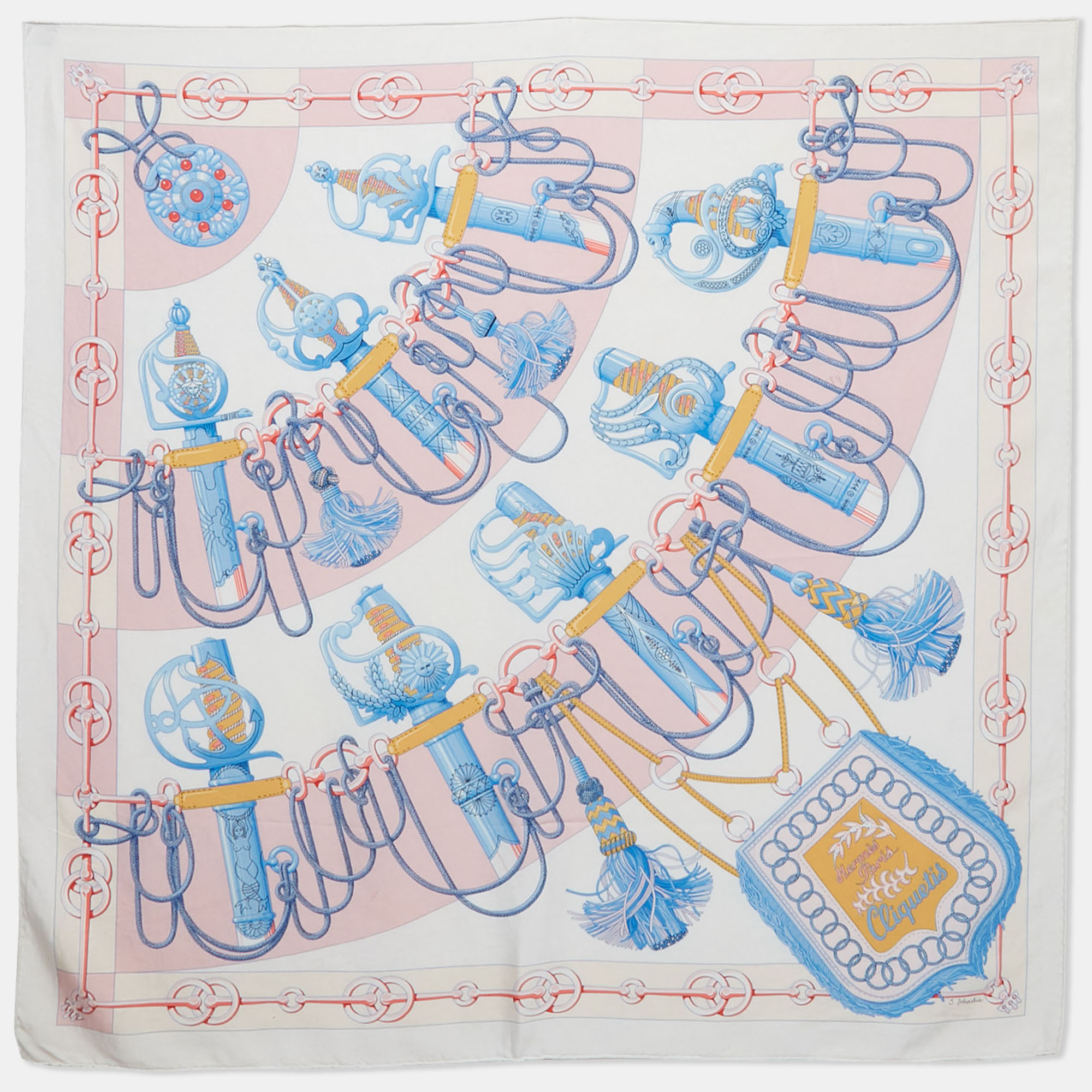 

Hermes White Cliquetis Print Scarf