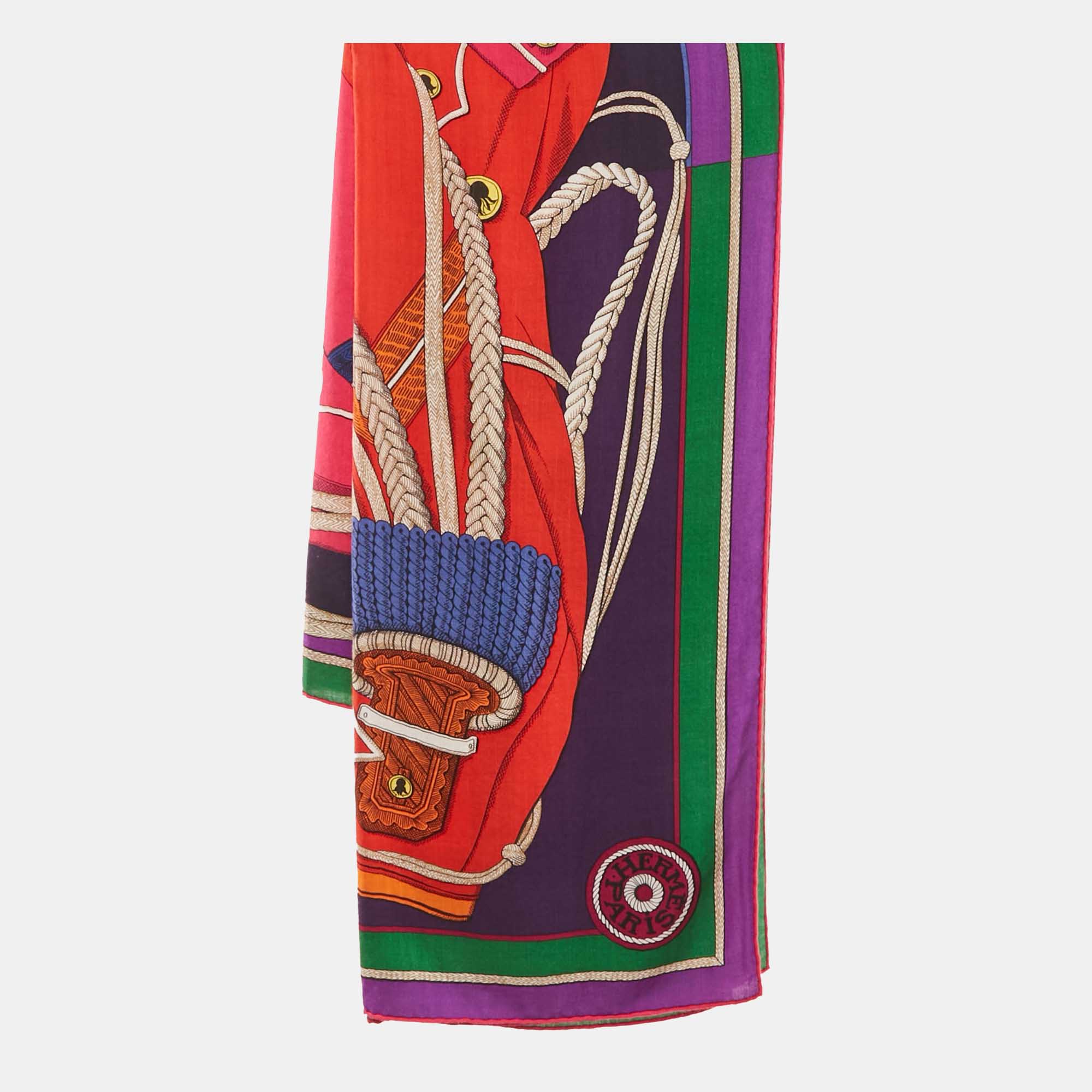 

Hermès Multicolor Cashmere Blend Zouaves Et Dragons Scarf