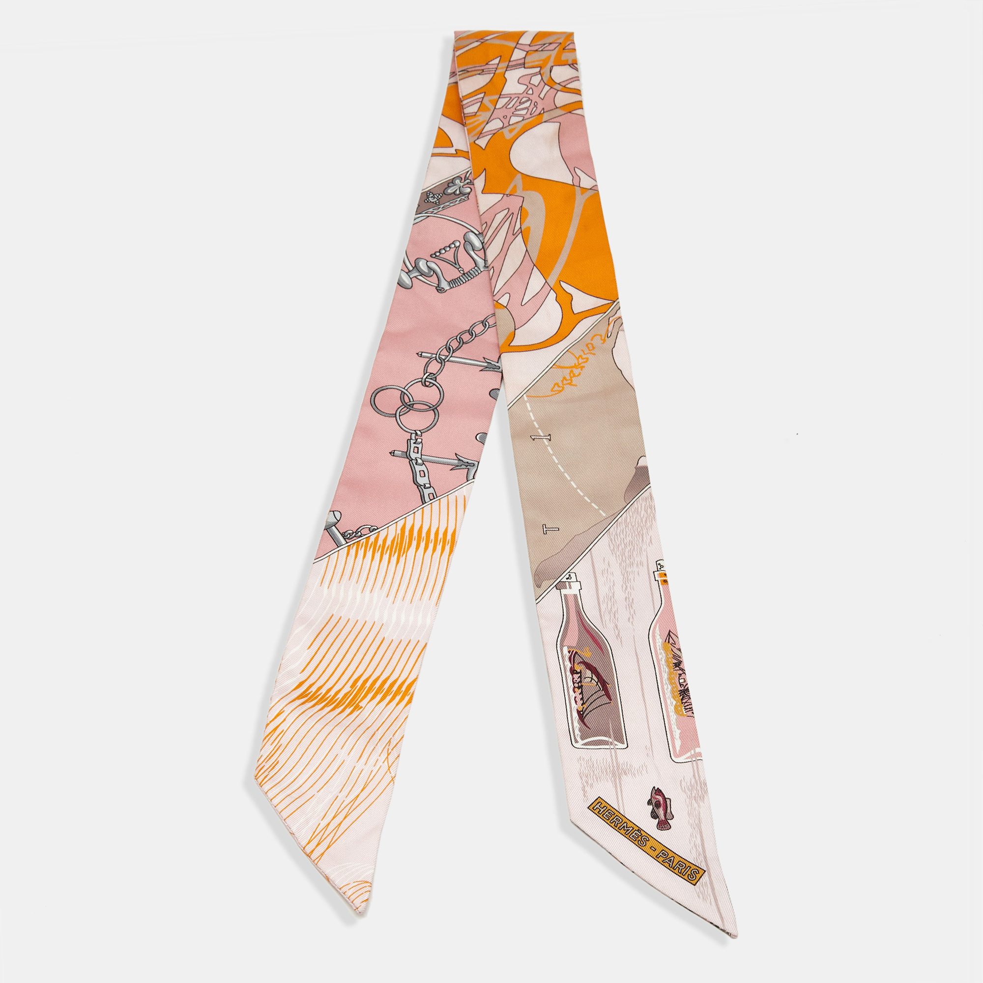 

Hermès Multicolor Printed Silk Twilly