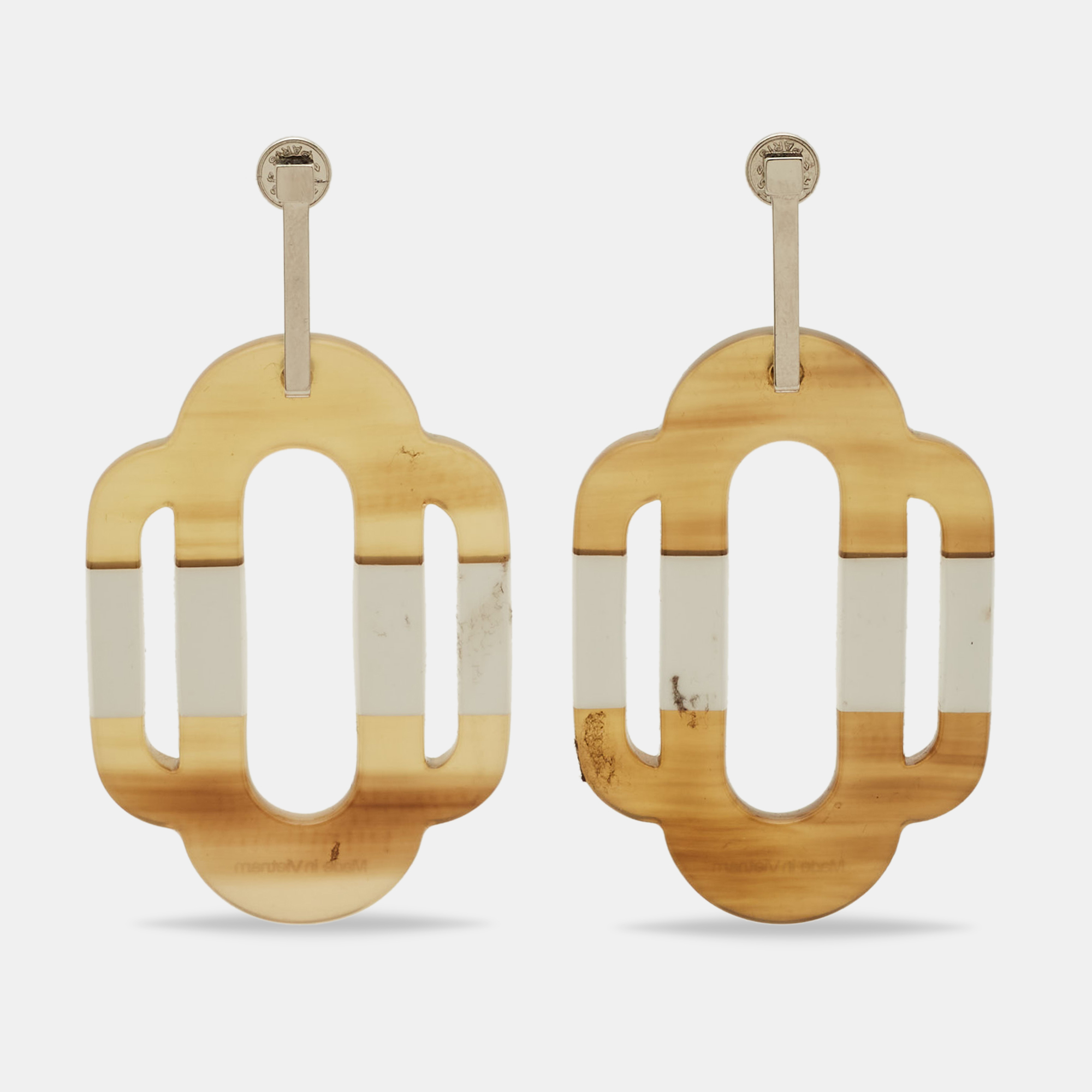 

Hermes Horn and Enamel Silver Tone Earrings