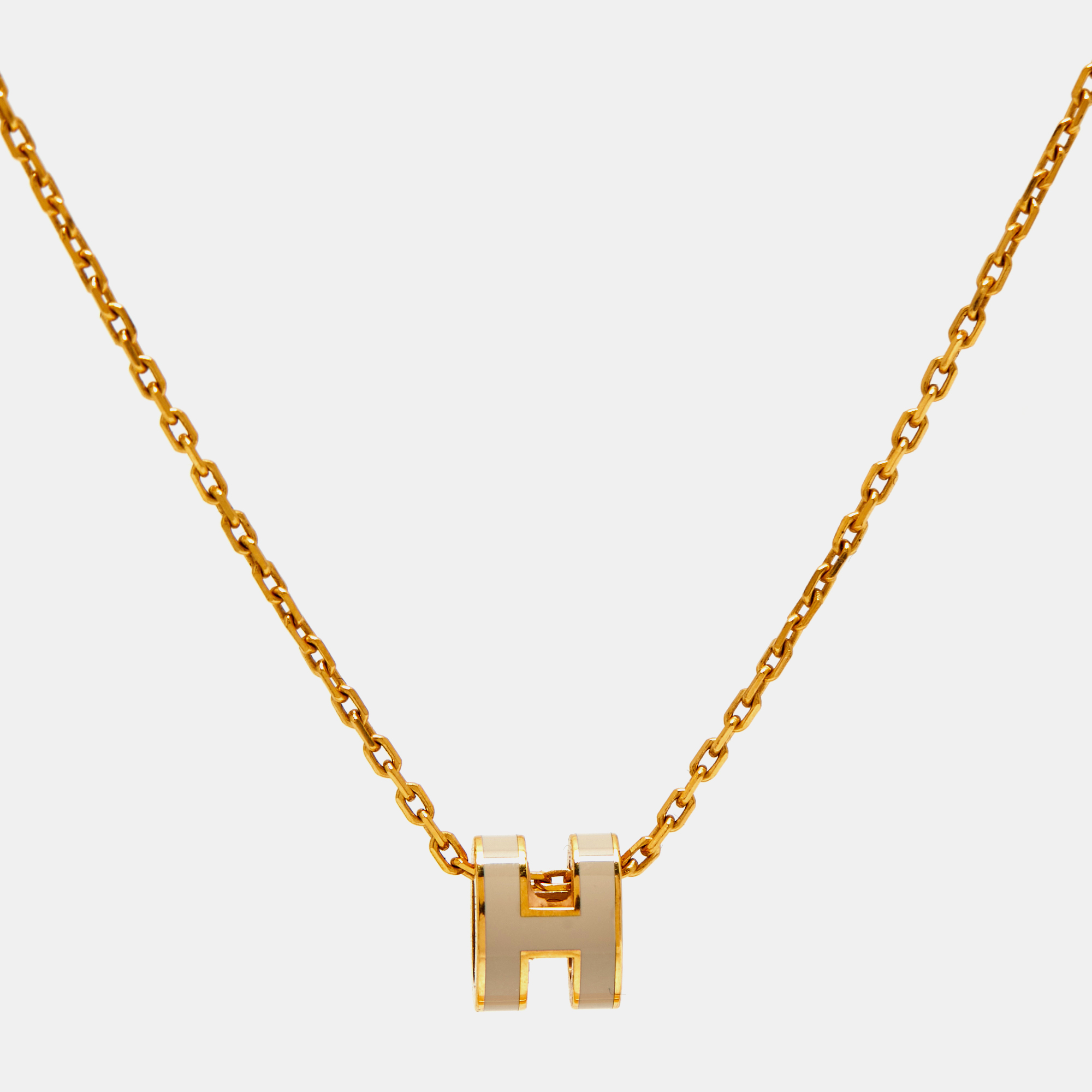 

Hermès Mini Pop H Enamel Gold Plated Necklace