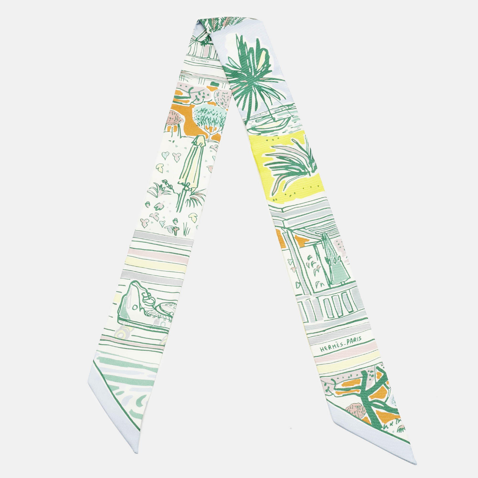 

Hermès Blue/Multicolor Rayures D'ete Silk Twilly
