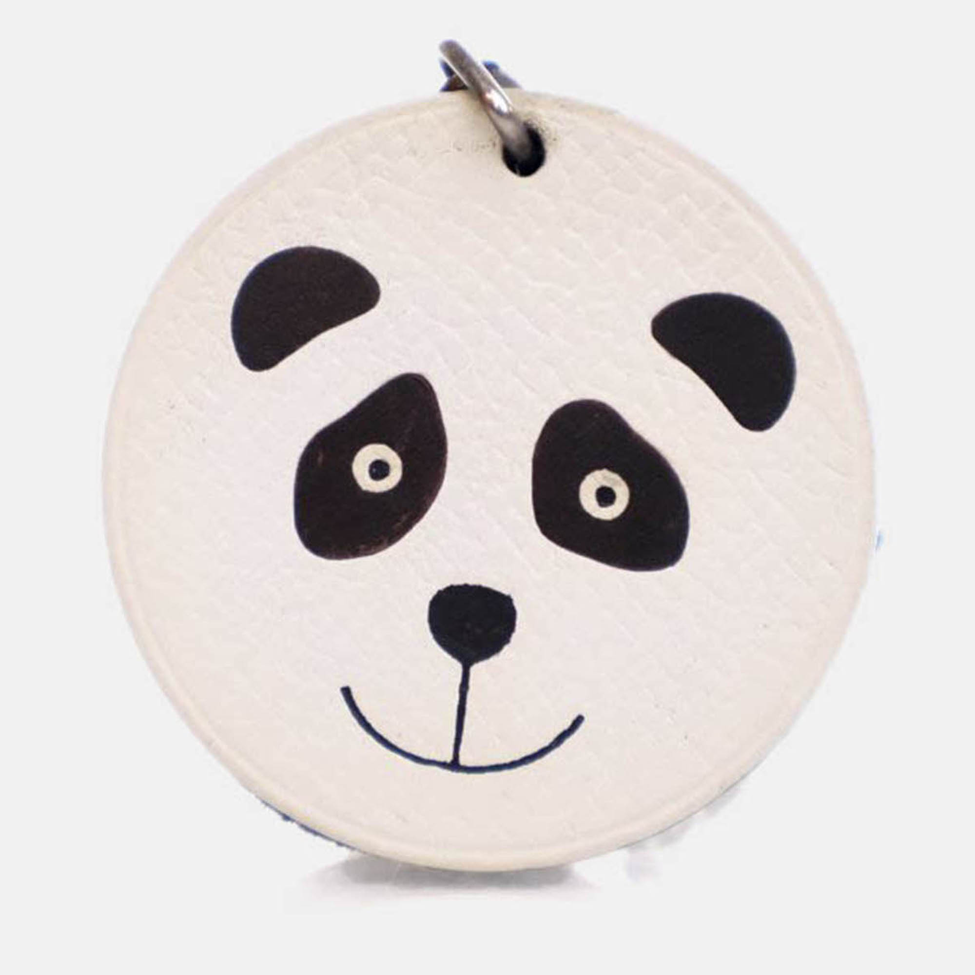 Pre-owned Hermes Epsom Panda Bag Charm In Black