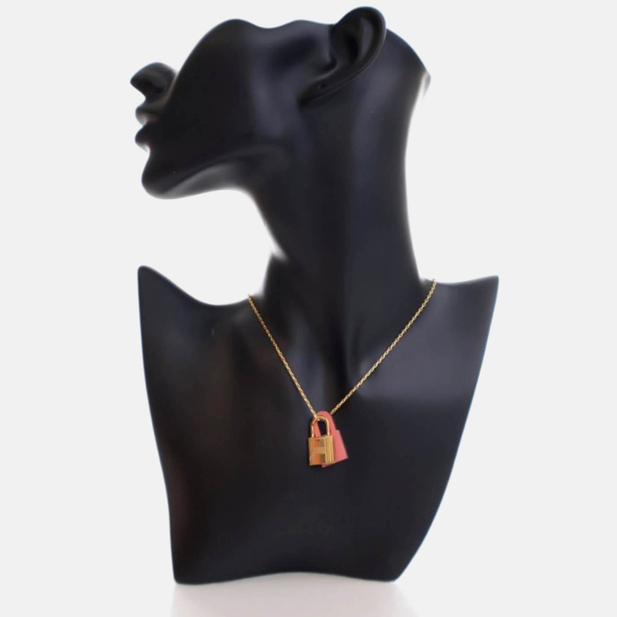

Hermes Pink Leather O'Kelly Pendant Necklace