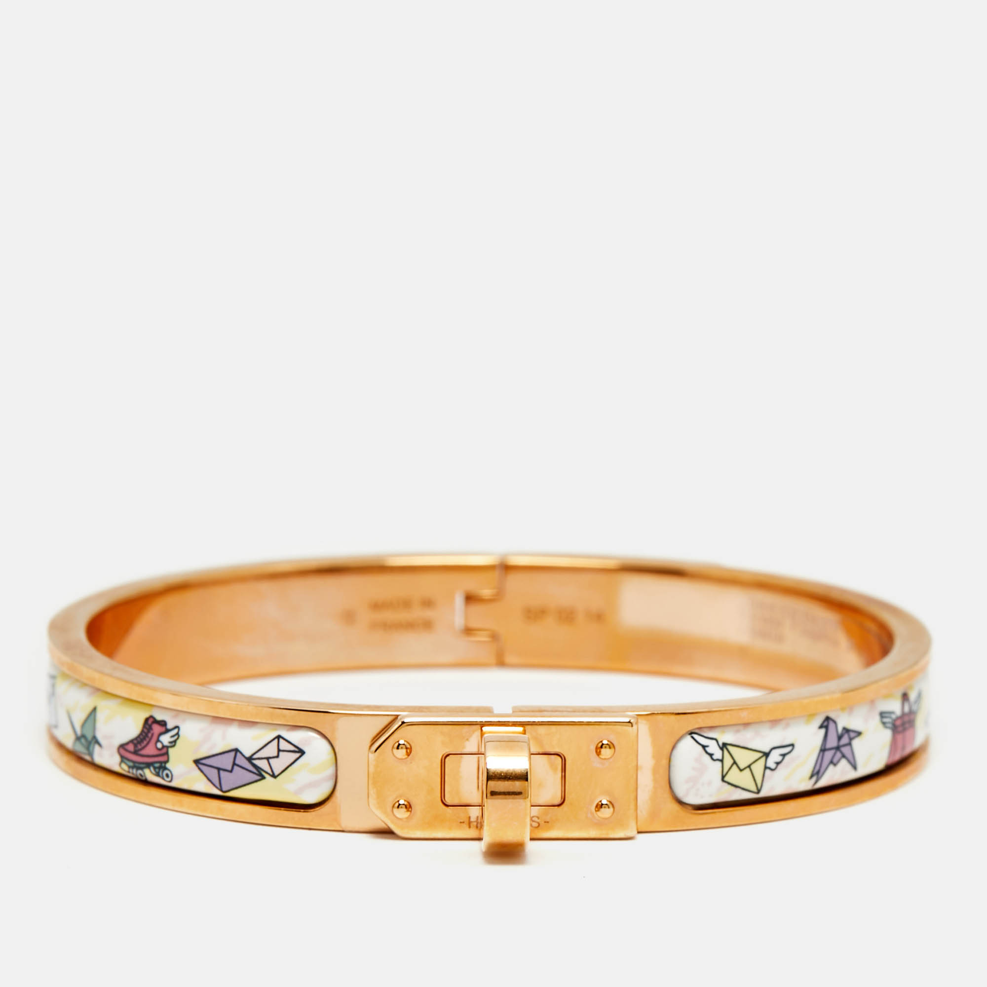 

Hermes Mini Clic Kelly Hermès Flagship Printed Enamel Bracelet, Multicolor