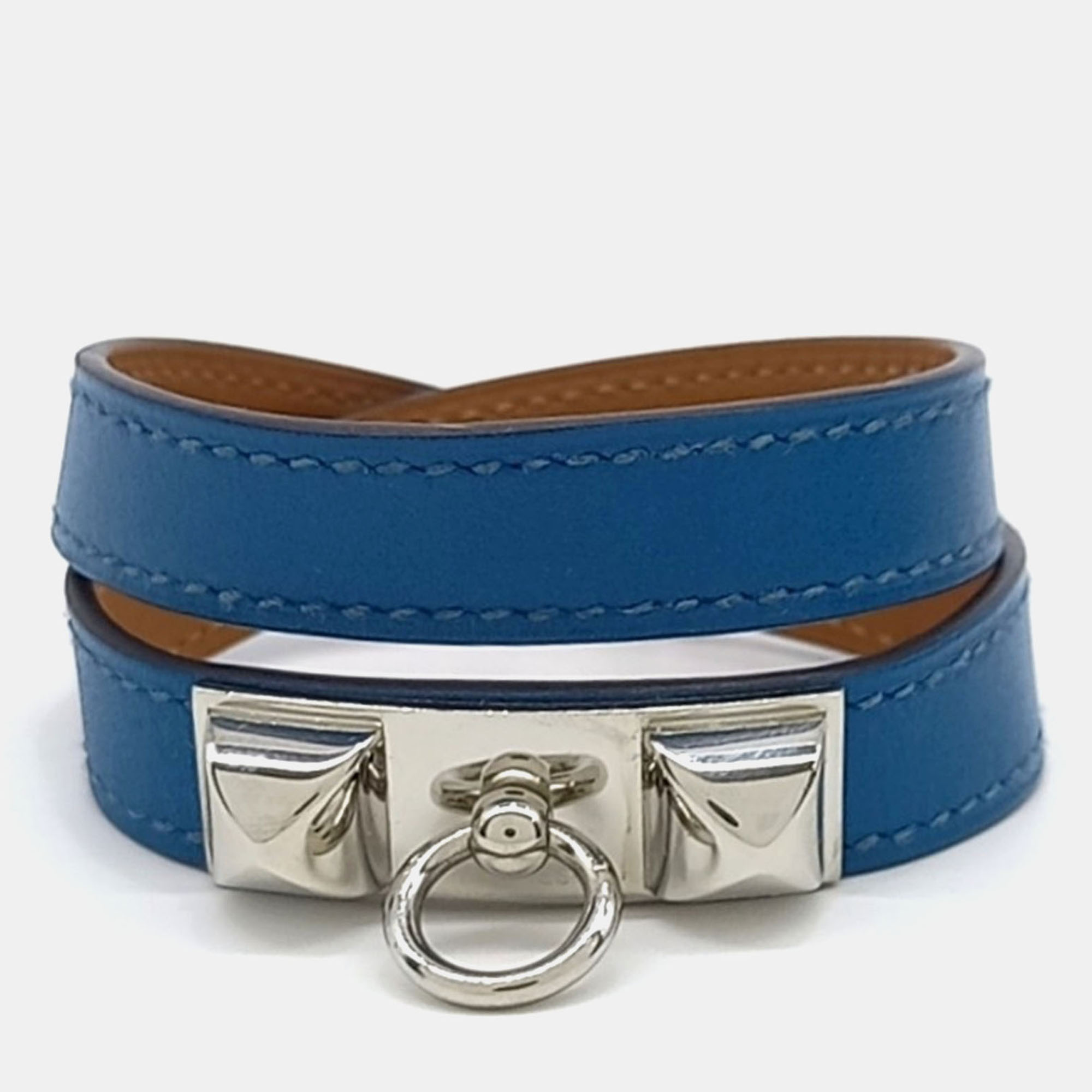 Pre-owned Hermes Medor Strap Bracelet In Blue