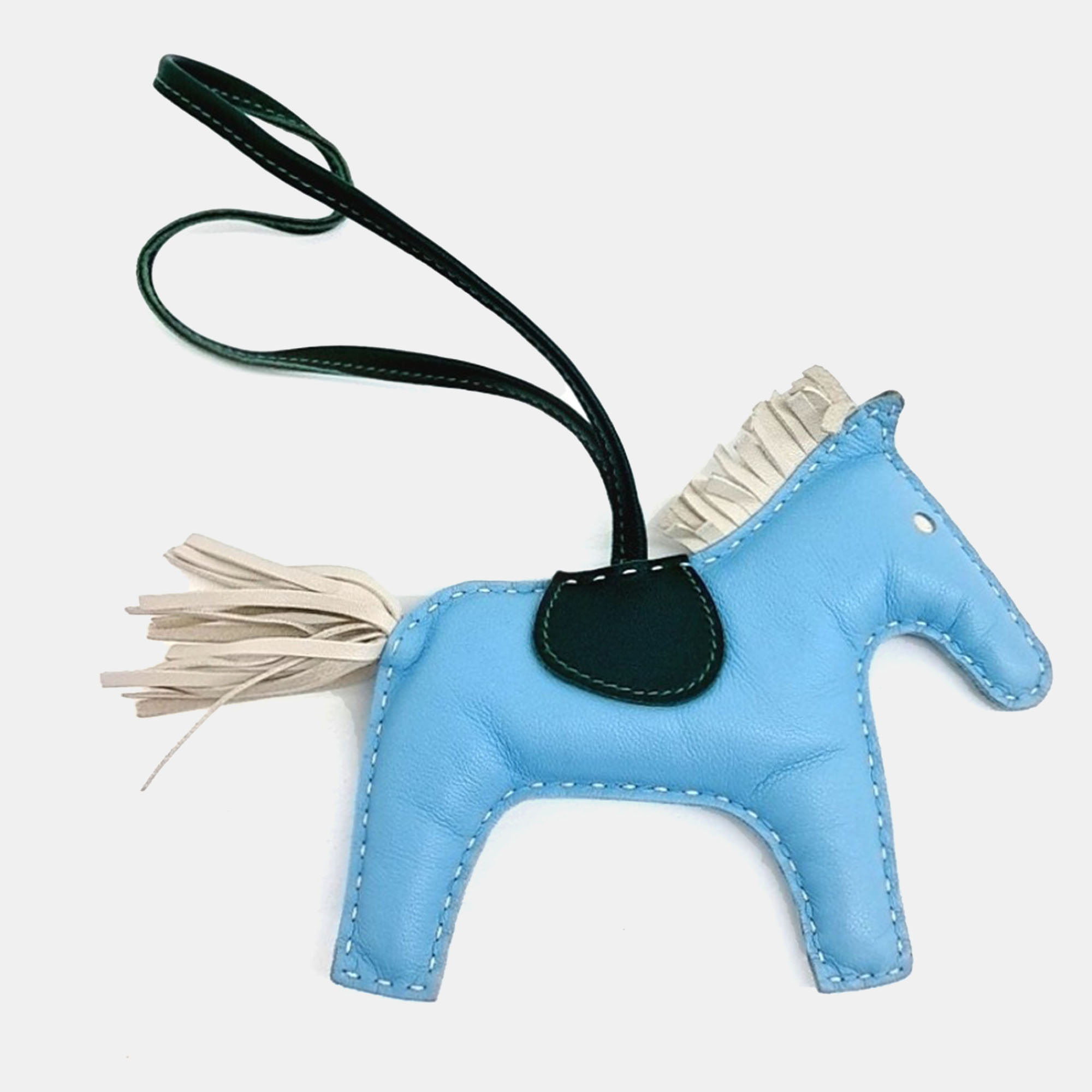 

Hermes Leather Blue Rodeo Bag Charm Medium