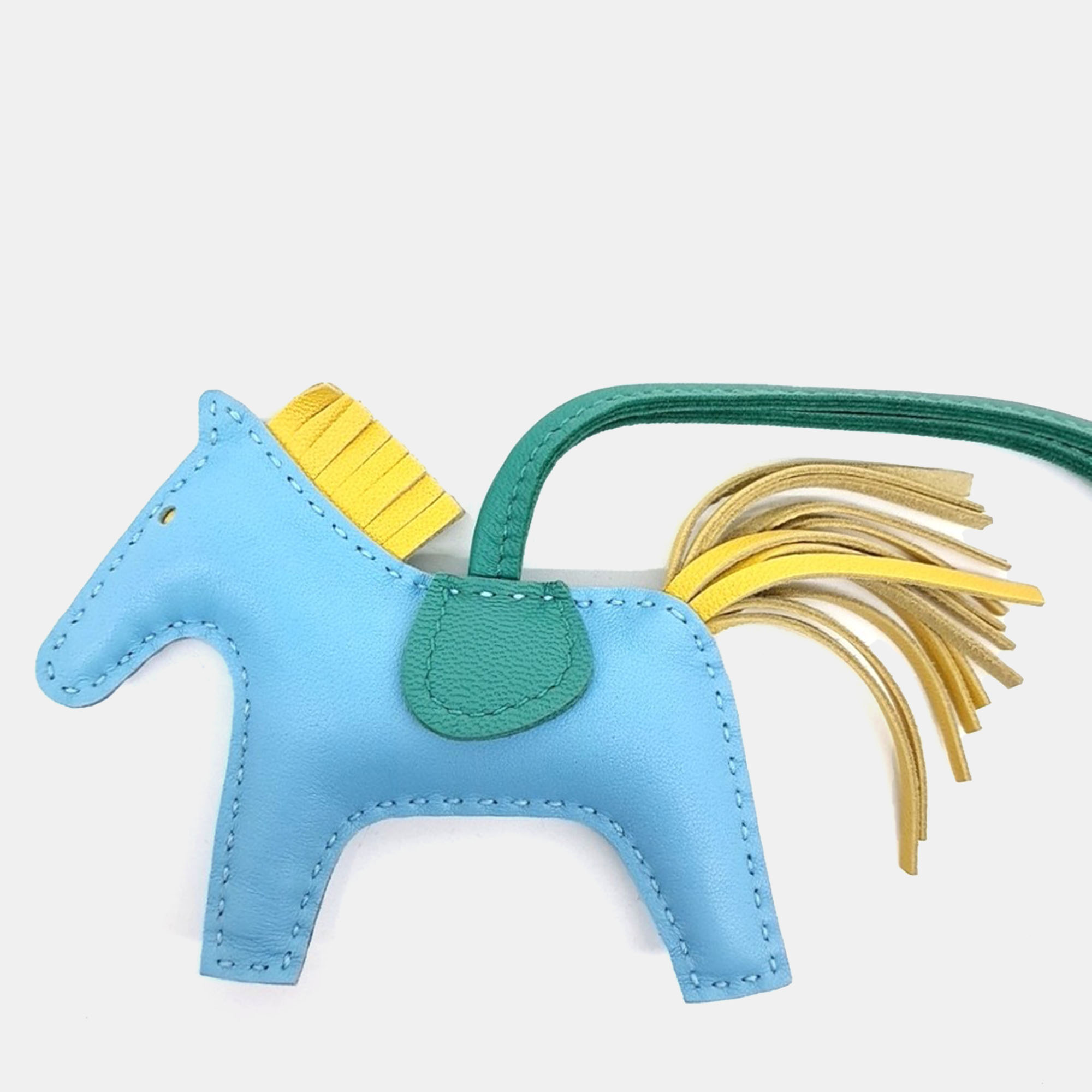 

Hermes Leather Blue Rodeo Bag Charm Small