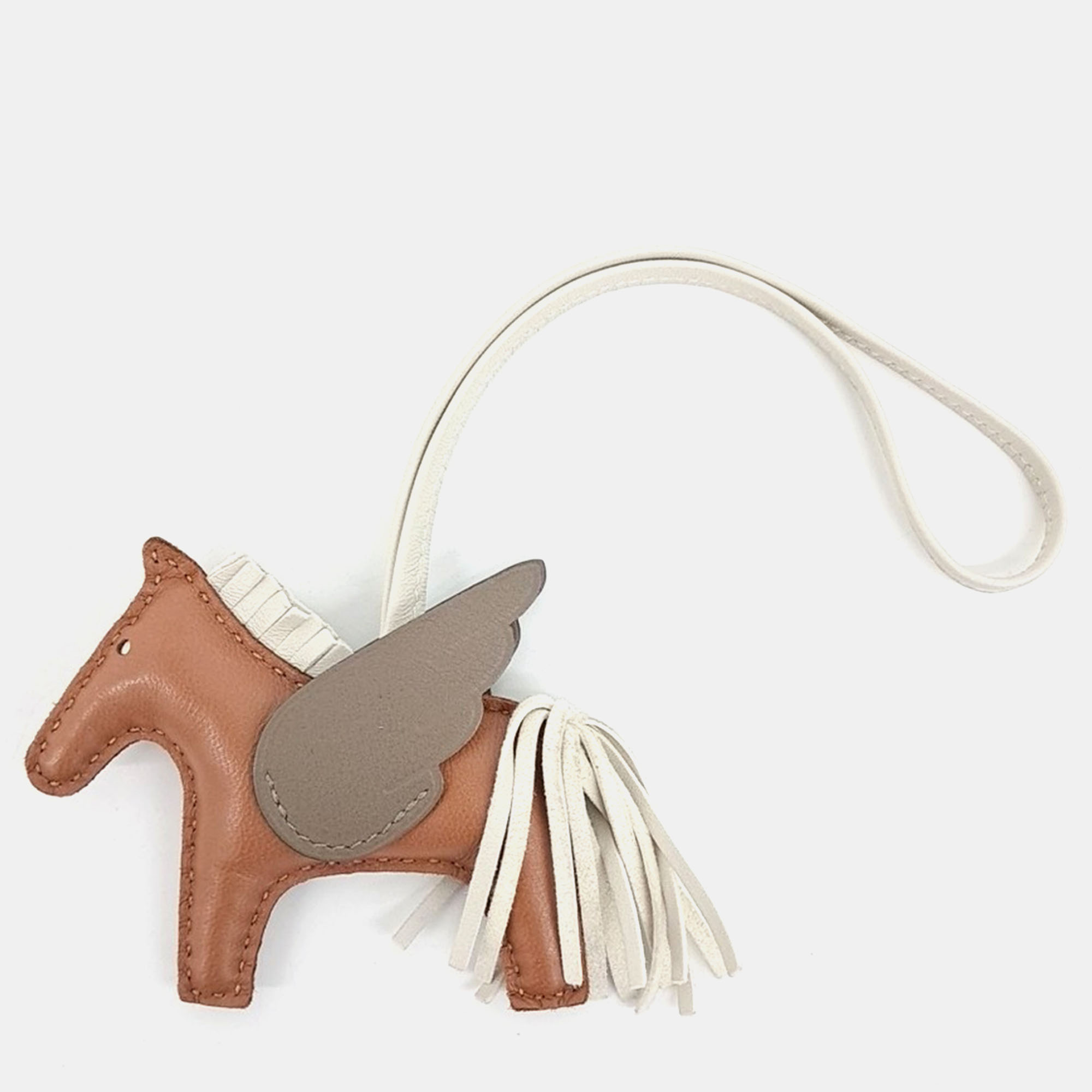 

Hermes Gold Leather Pegasus Rodeo Bag Charm Small