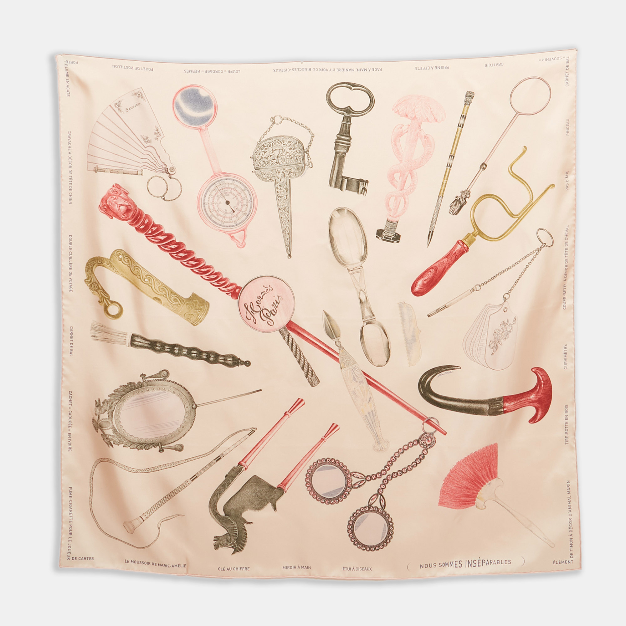 

Hermès Pink Silk Nous Sommes Inseparables Scarf