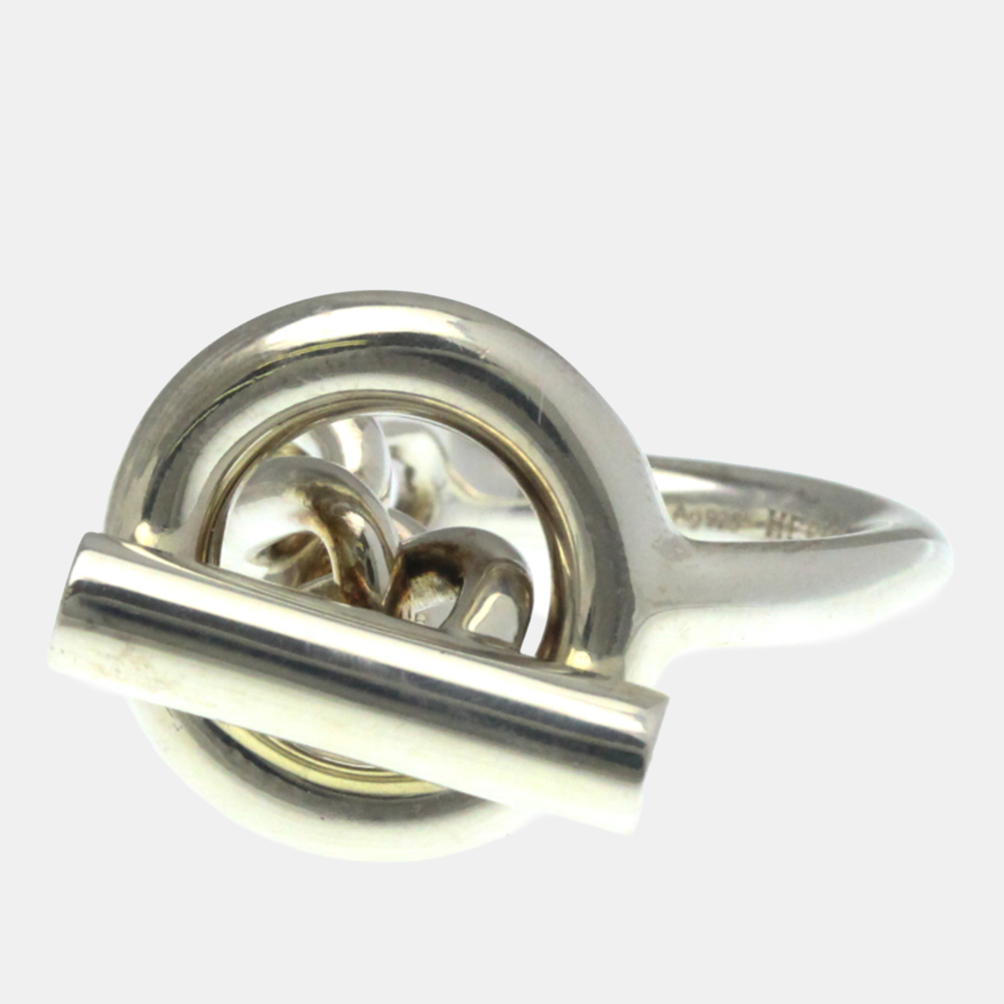 Pre-owned Hermes Croisette Silver 925 Fashion No Stone Band Ring
