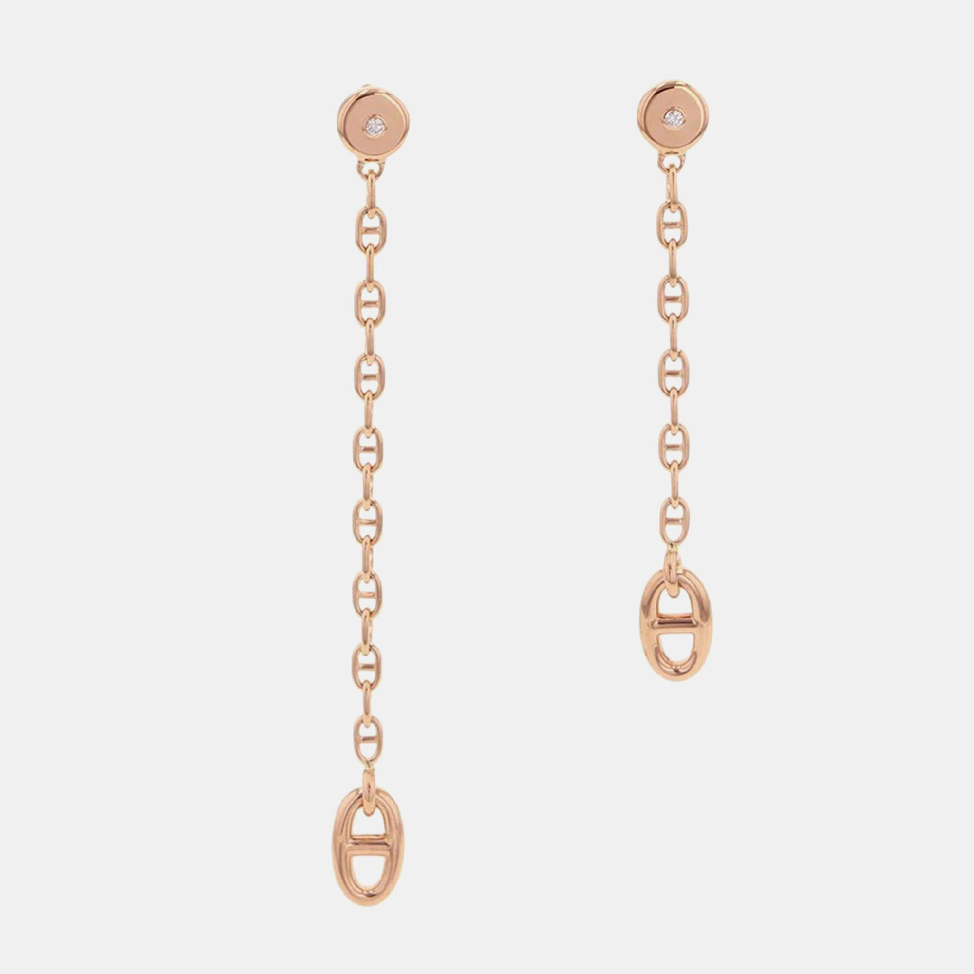 

Hermes Chaine D'Ancre New Farandole TPM 18K Pink Gold Earrings