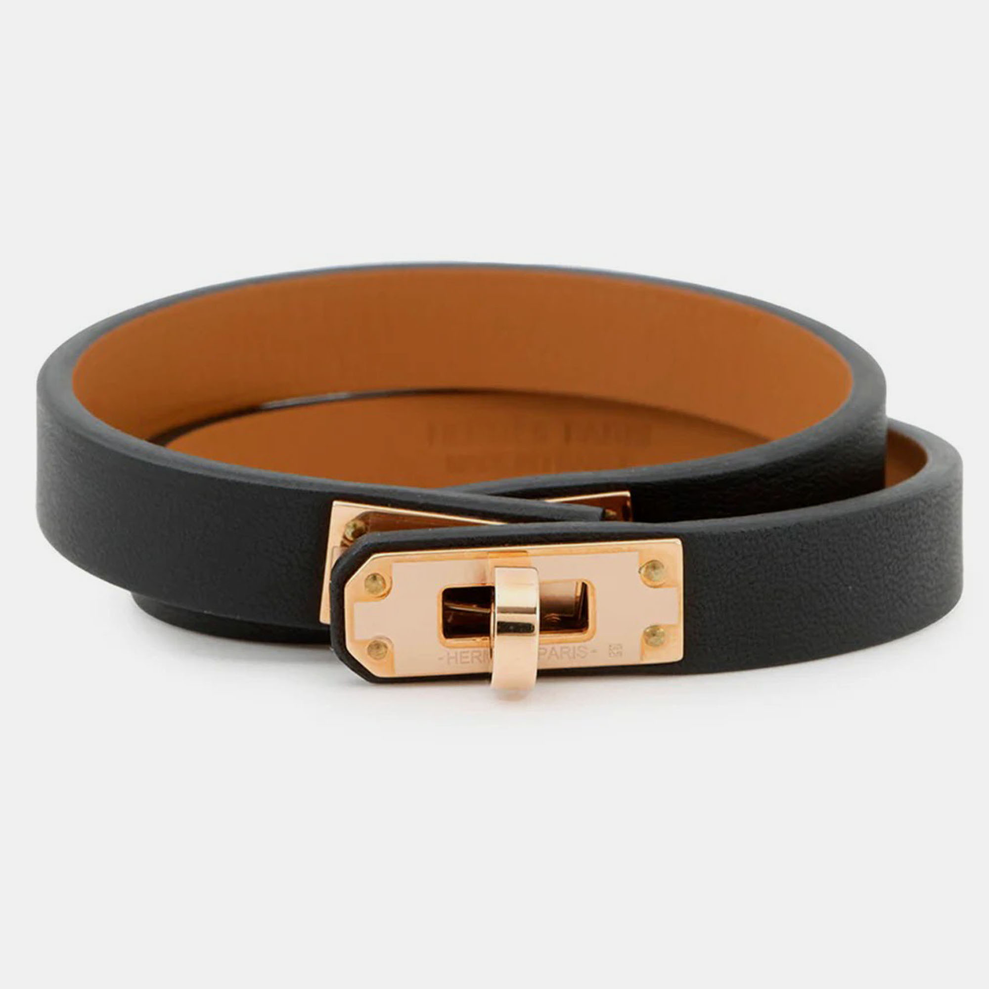 

Hermes Double Tour Bracelet Size T2 Black Swift Leather