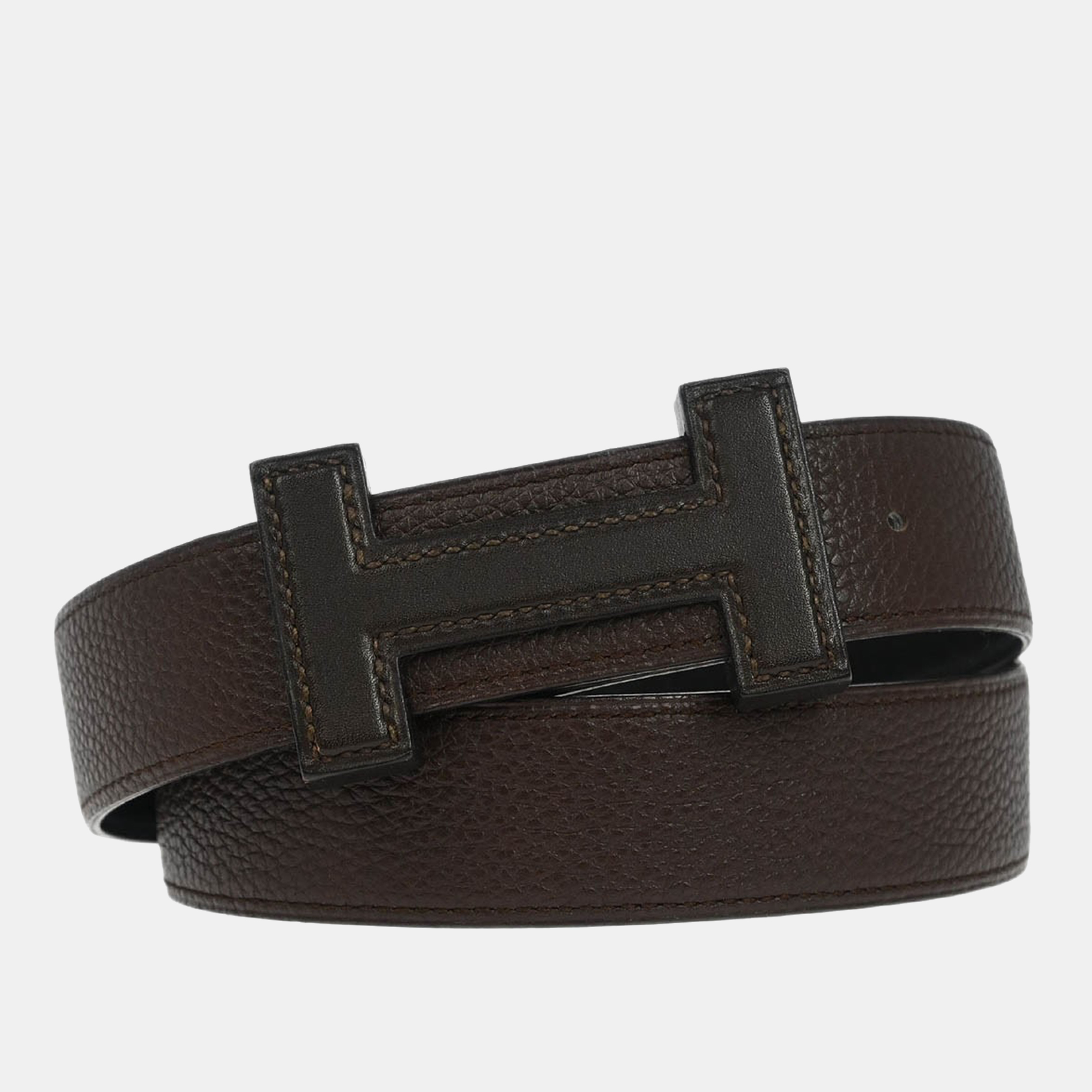 

Hermes Brown Togo Box Calf Constance Reversible Belt #80 Small, Black